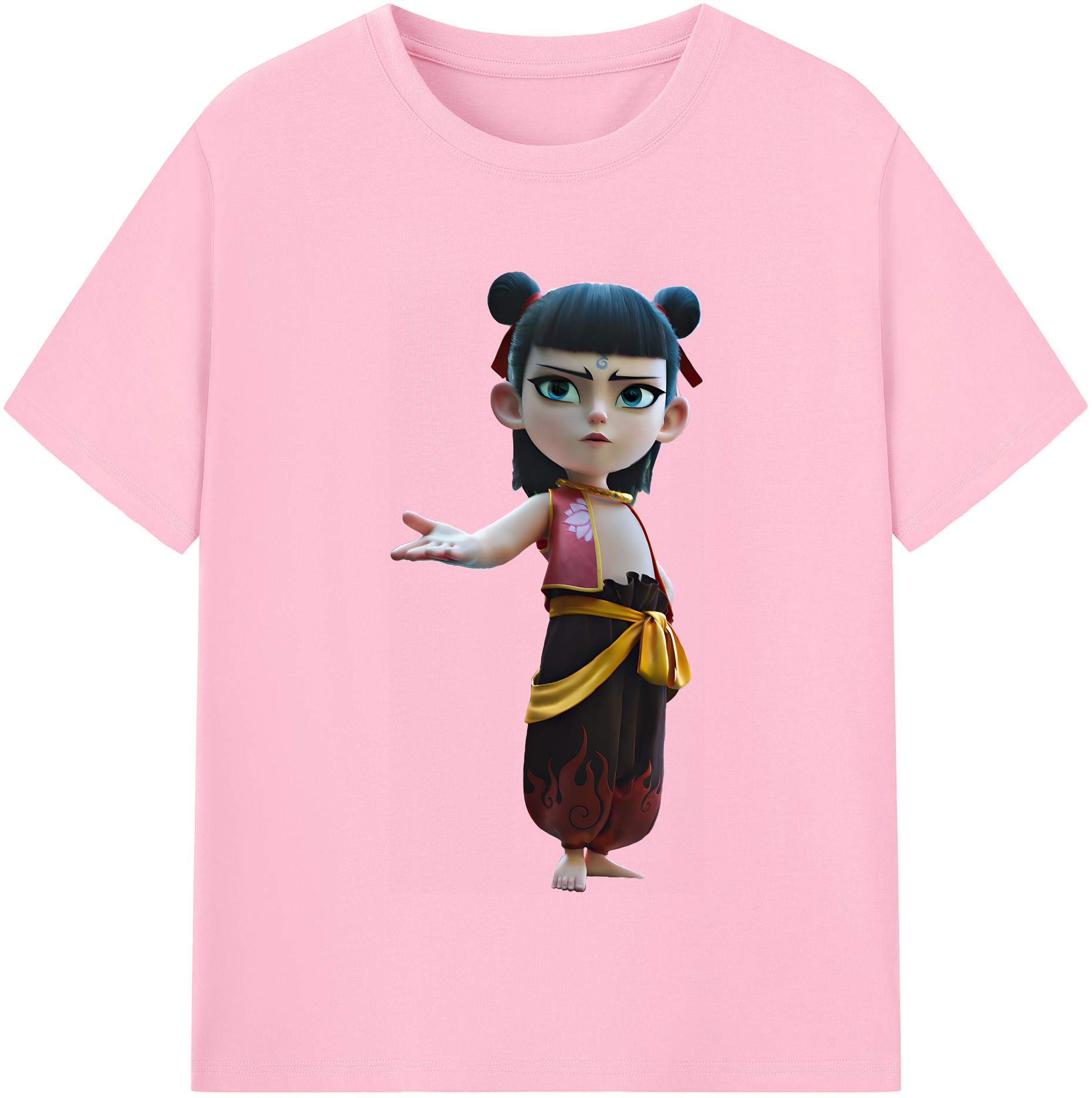 （画像用） Ne Zha 2 ナタ 魔童の大暴れ 綿100％半袖Tシャツ（フロントプリント）