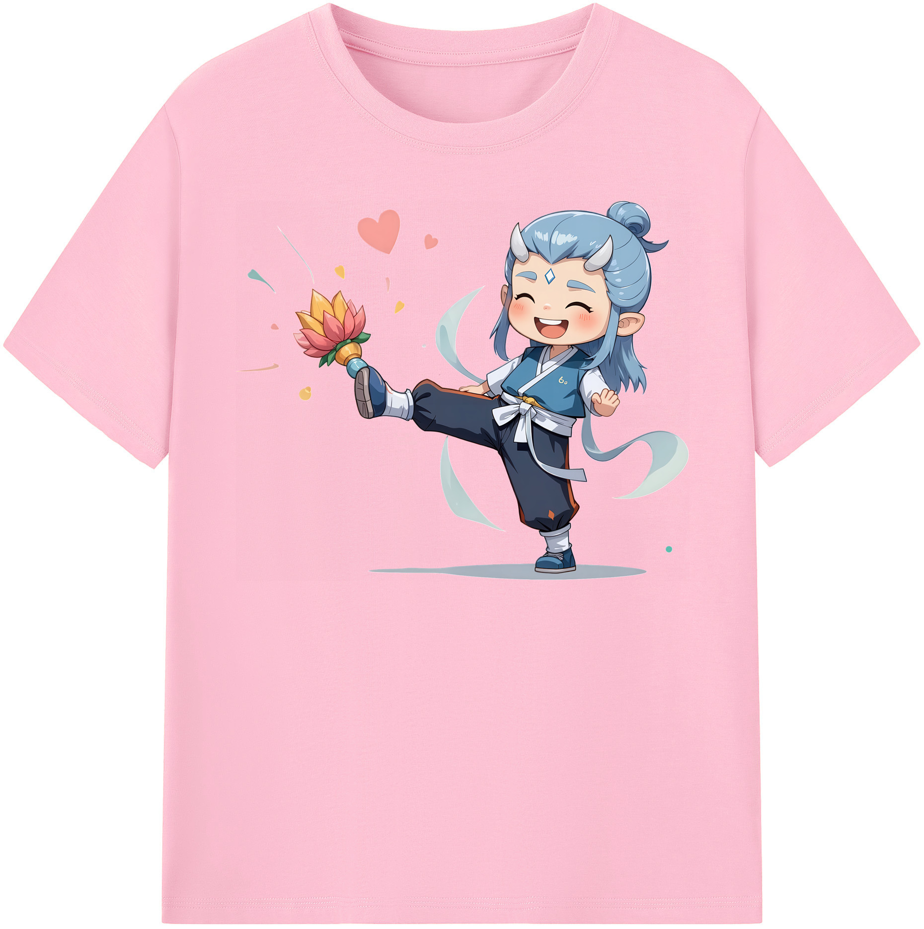 （画像用） Ne Zha 2 ナタ 魔童の大暴れ 綿100％半袖Tシャツ（フロントプリント）