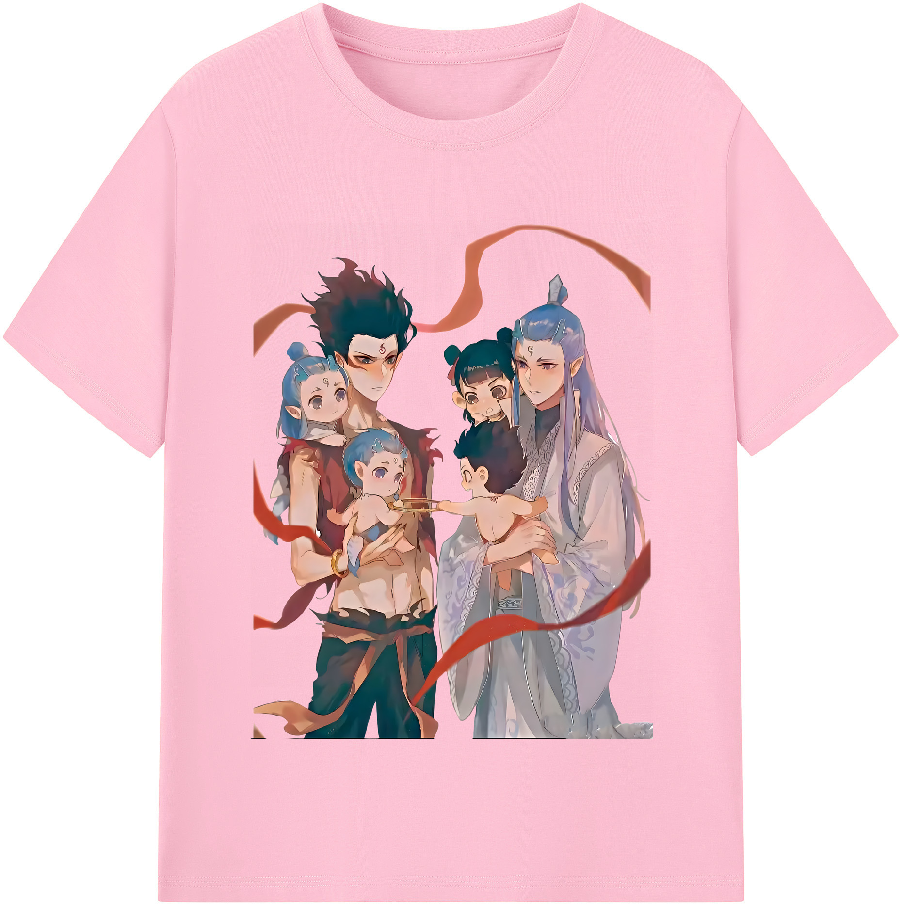 （画像用） Ne Zha 2 ナタ 魔童の大暴れ 綿100％半袖Tシャツ（フロントプリント）