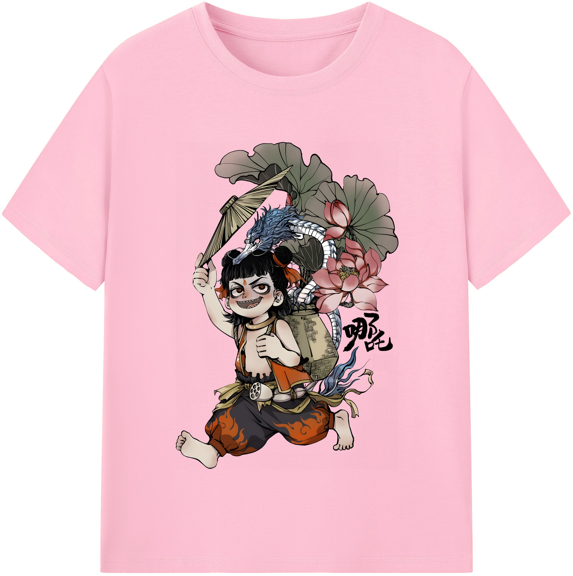 （画像用） Ne Zha 2 ナタ 魔童の大暴れ 綿100％半袖Tシャツ（フロントプリント）