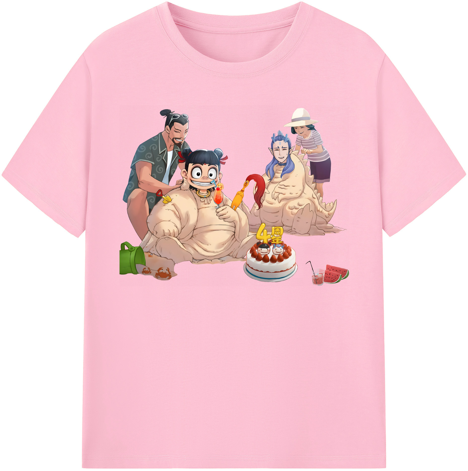 （画像用） Ne Zha 2 ナタ 魔童の大暴れ 綿100％半袖Tシャツ（フロントプリント）