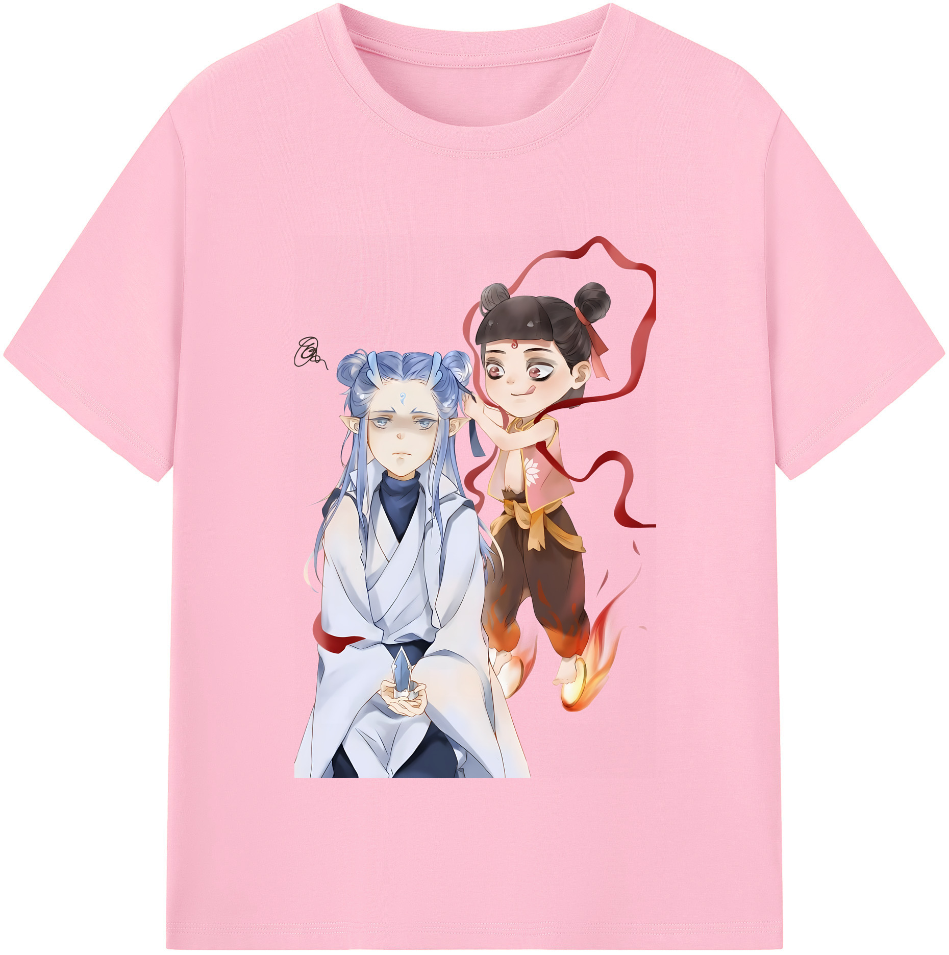 （画像用） Ne Zha 2 ナタ 魔童の大暴れ 綿100％半袖Tシャツ（フロントプリント）