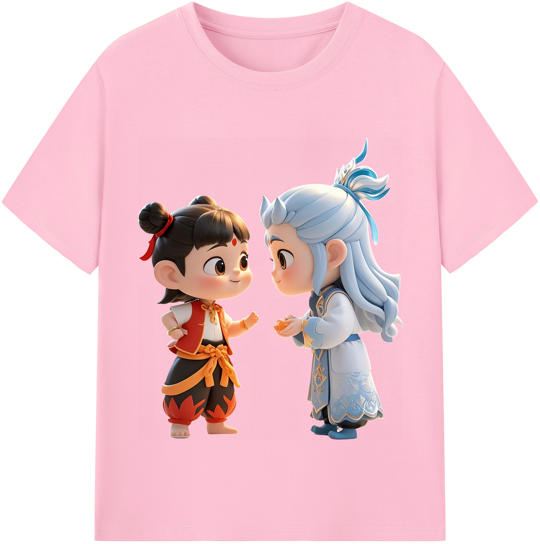 （画像用） Ne Zha 2 ナタ 魔童の大暴れ 綿100％半袖Tシャツ（フロントプリント）