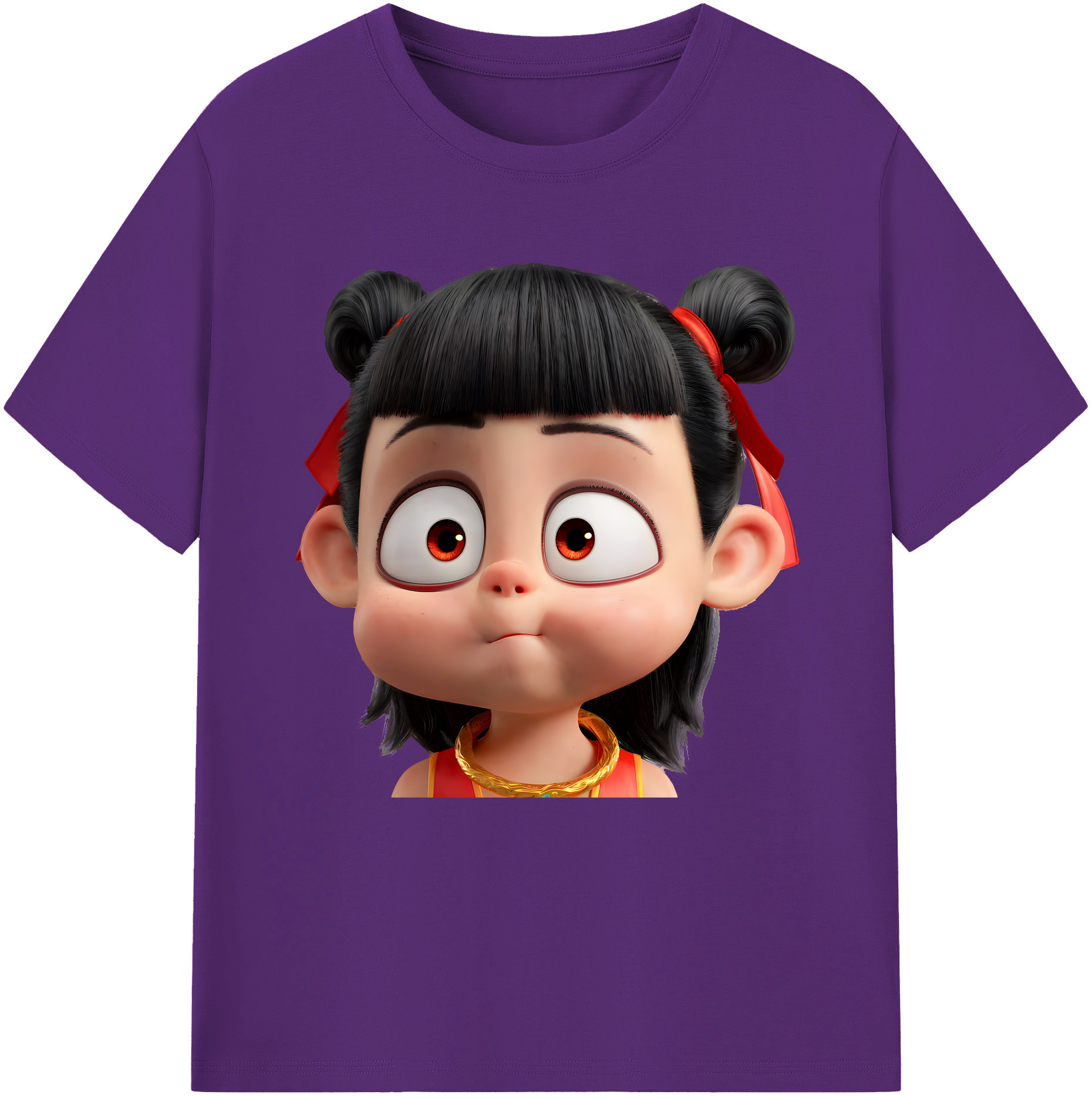 （画像用） Ne Zha 2 ナタ 魔童の大暴れ 綿100％半袖Tシャツ（フロントプリント）