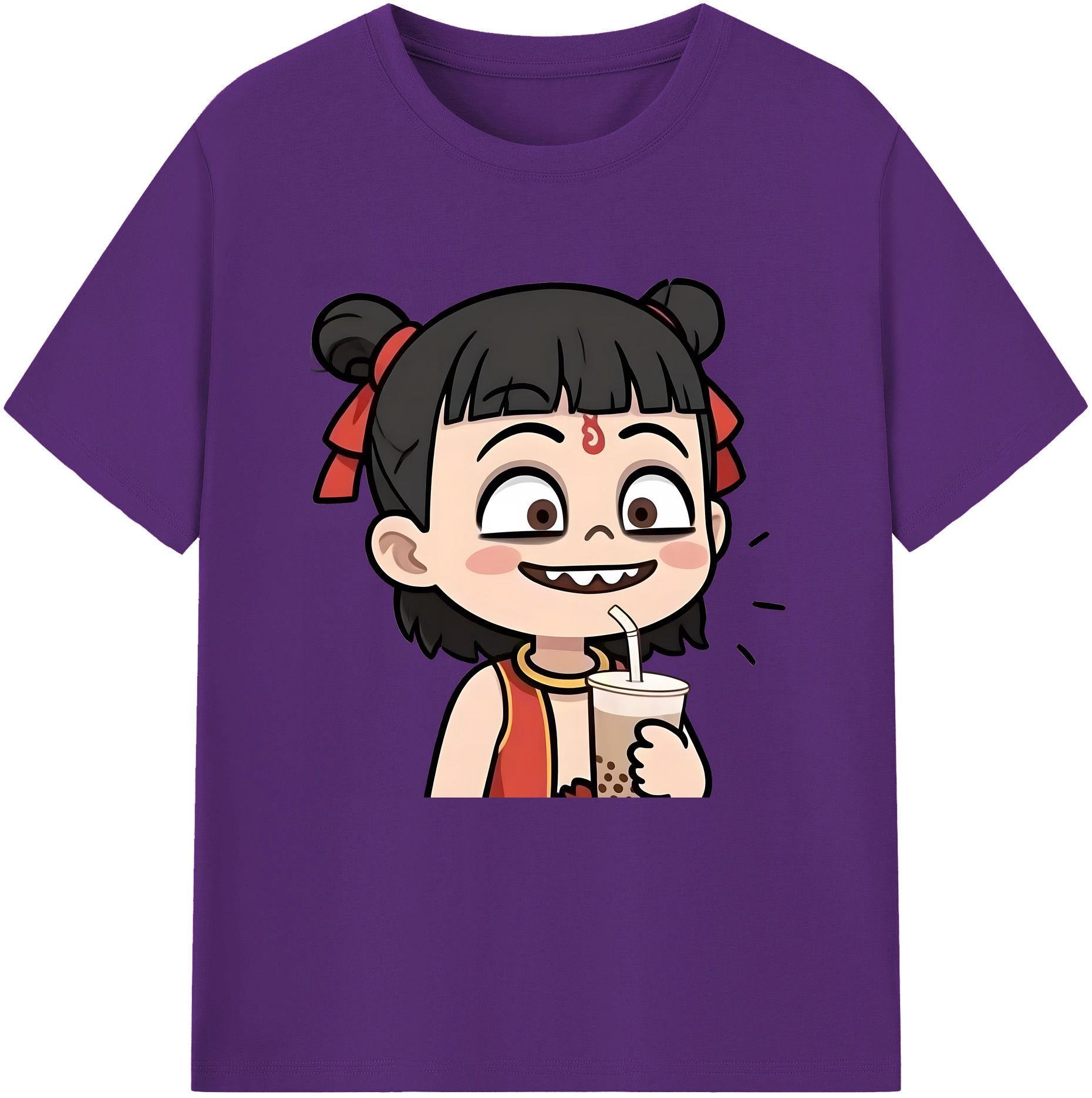 （画像用） Ne Zha 2 ナタ 魔童の大暴れ 綿100％半袖Tシャツ（フロントプリント）