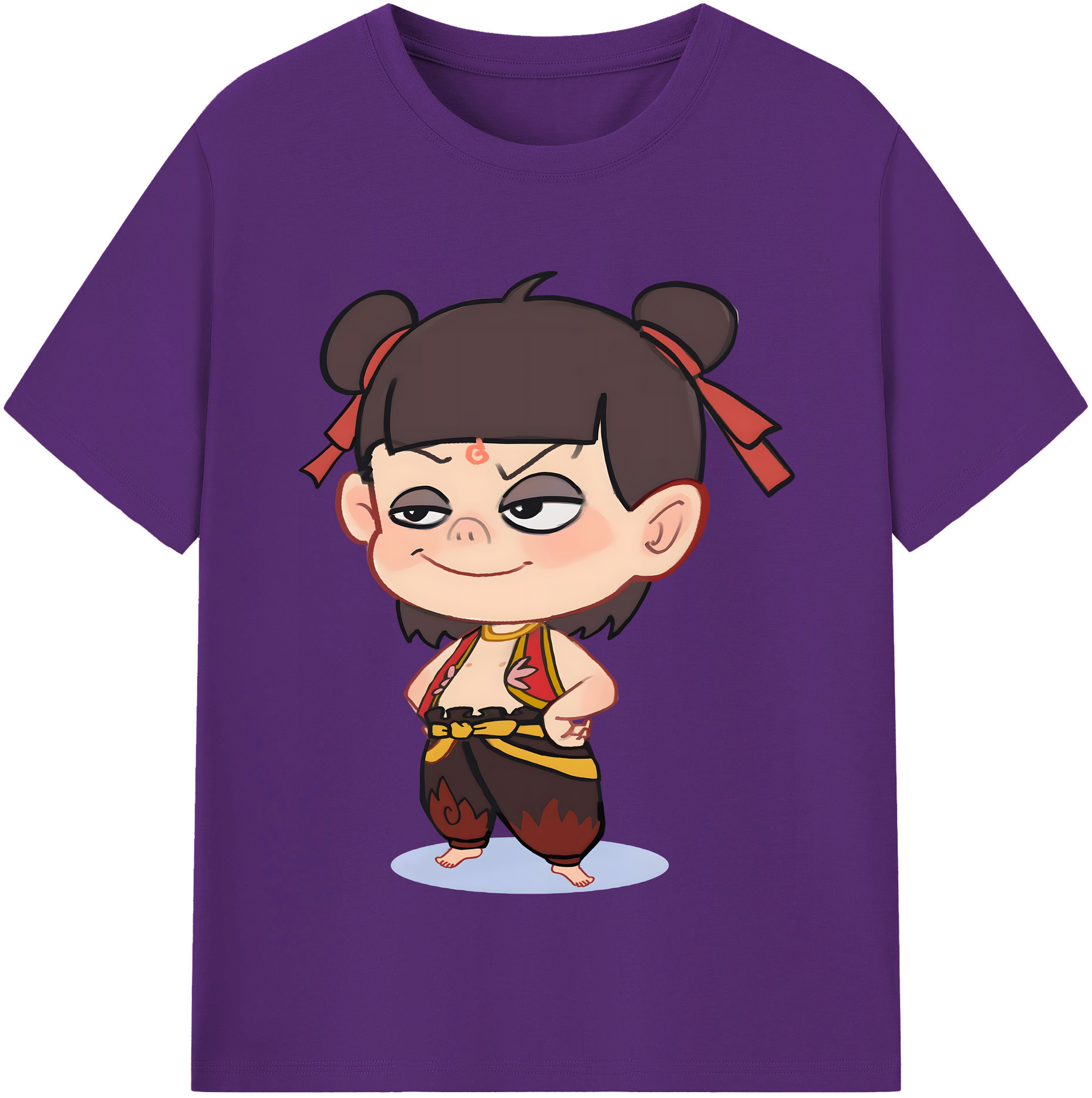 （画像用） Ne Zha 2 ナタ 魔童の大暴れ 綿100％半袖Tシャツ（フロントプリント）