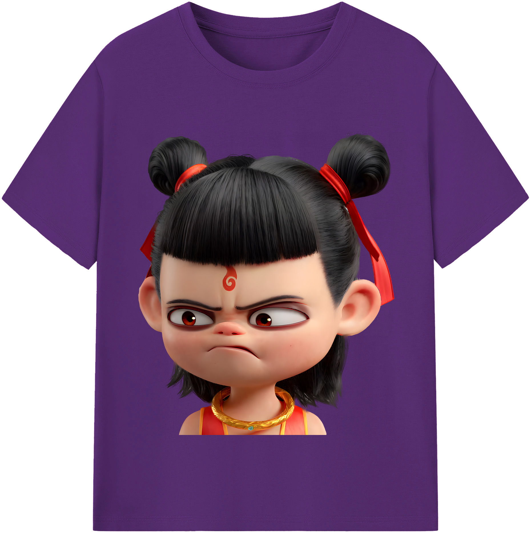 （画像用） Ne Zha 2 ナタ 魔童の大暴れ 綿100％半袖Tシャツ（フロントプリント）