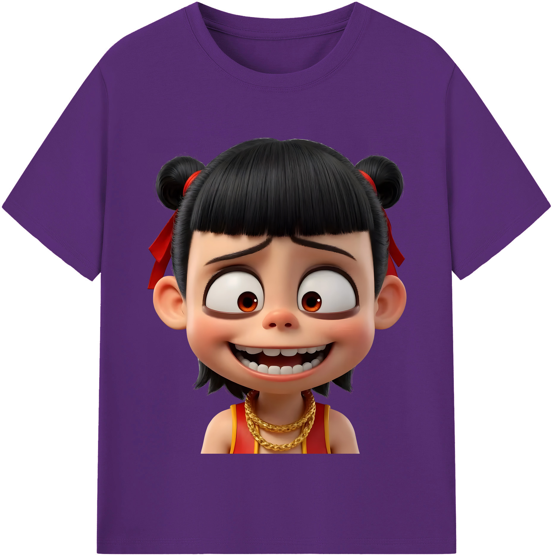 （画像用） Ne Zha 2 ナタ 魔童の大暴れ 綿100％半袖Tシャツ（フロントプリント）