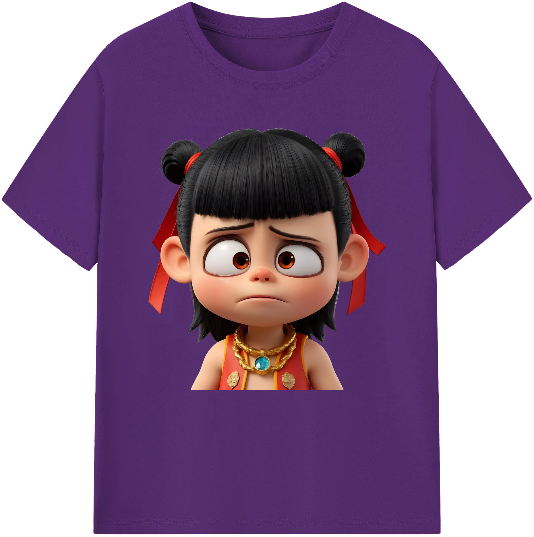 （画像用） Ne Zha 2 ナタ 魔童の大暴れ 綿100％半袖Tシャツ（フロントプリント）