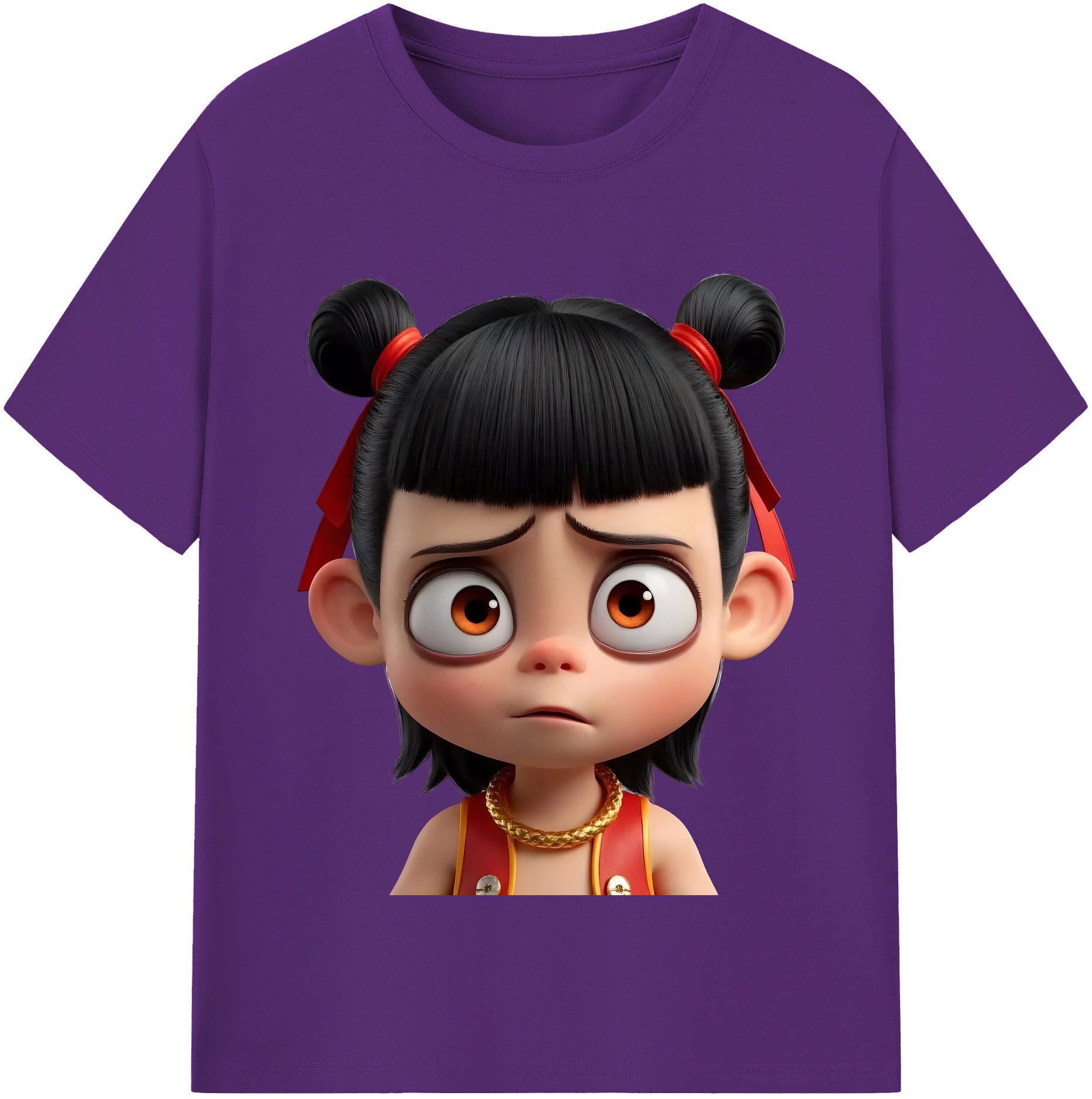 （画像用） Ne Zha 2 ナタ 魔童の大暴れ 綿100％半袖Tシャツ（フロントプリント）