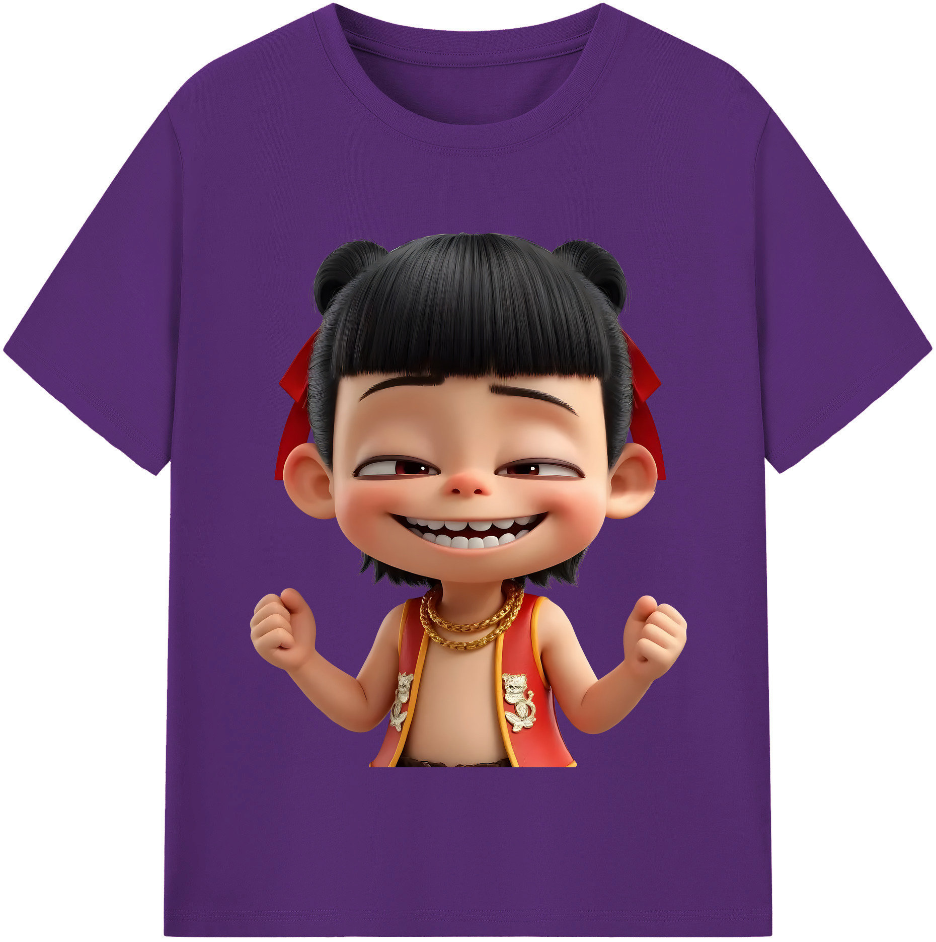 （画像用） Ne Zha 2 ナタ 魔童の大暴れ 綿100％半袖Tシャツ（フロントプリント）