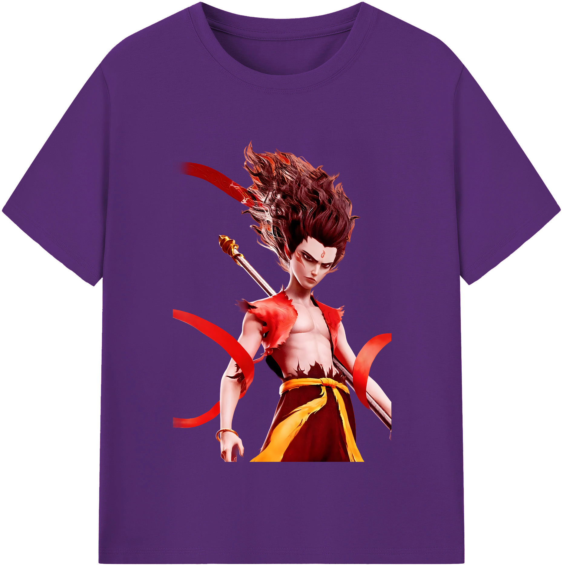 （画像用） Ne Zha 2 ナタ 魔童の大暴れ 綿100％半袖Tシャツ（フロントプリント）