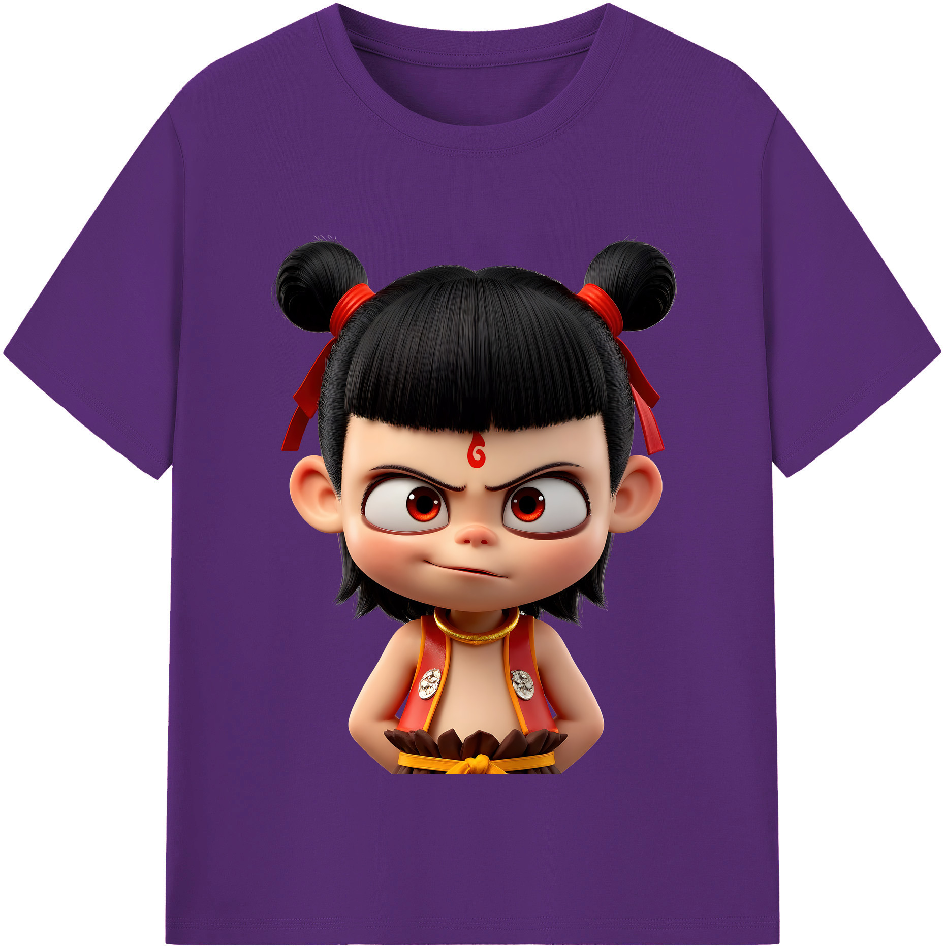 （画像用） Ne Zha 2 ナタ 魔童の大暴れ 綿100％半袖Tシャツ（フロントプリント）
