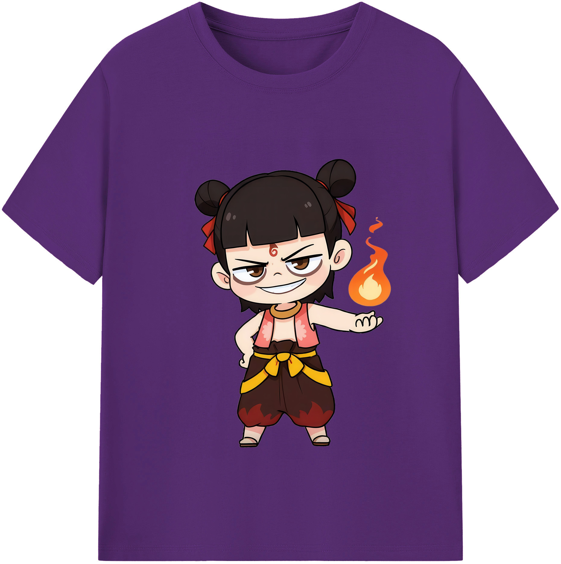 （画像用） Ne Zha 2 ナタ 魔童の大暴れ 綿100％半袖Tシャツ（フロントプリント）