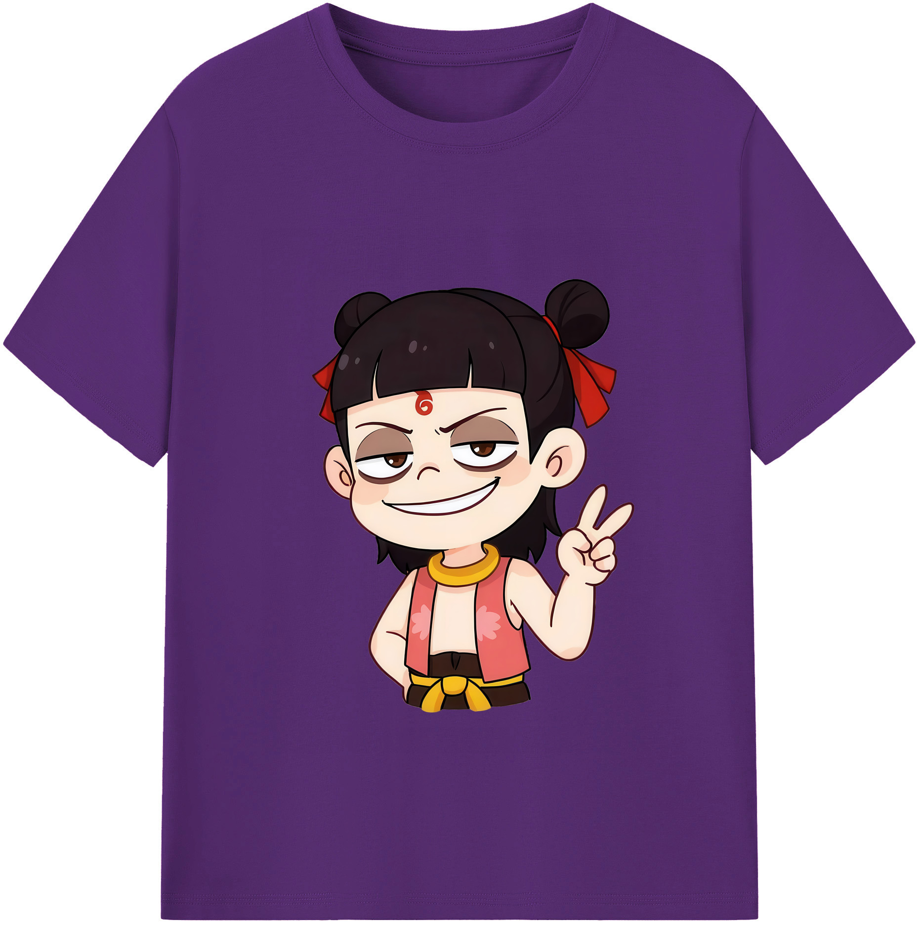 （画像用） Ne Zha 2 ナタ 魔童の大暴れ 綿100％半袖Tシャツ（フロントプリント）