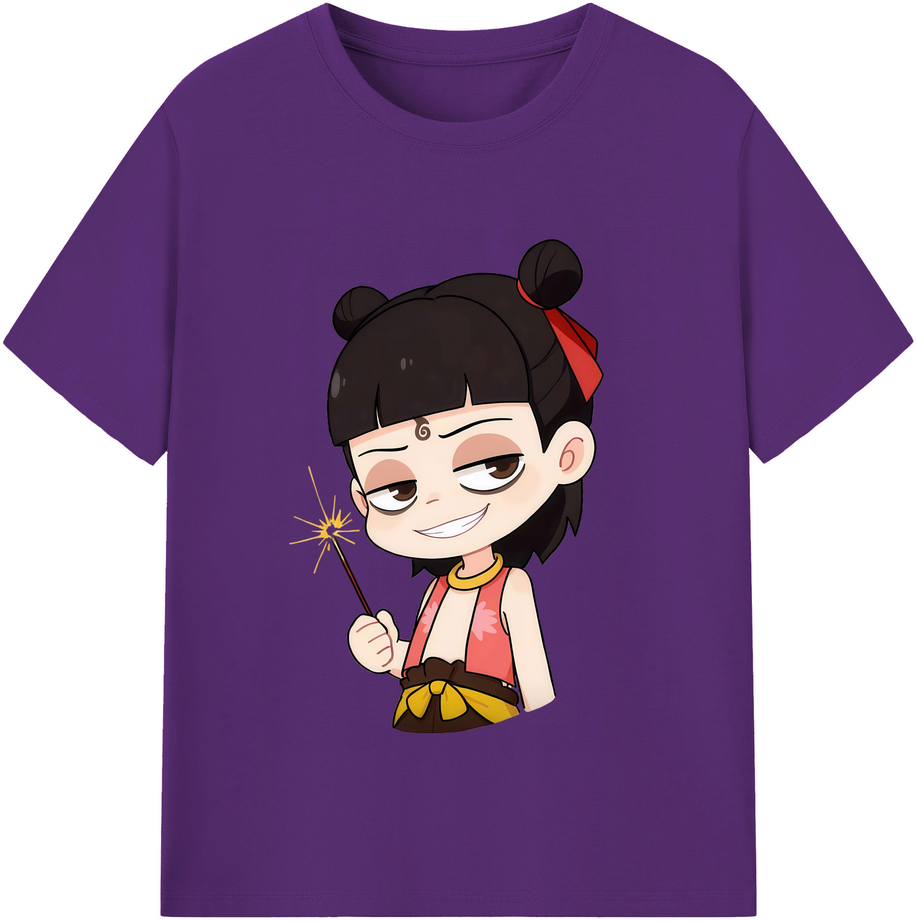（画像用） Ne Zha 2 ナタ 魔童の大暴れ 綿100％半袖Tシャツ（フロントプリント）