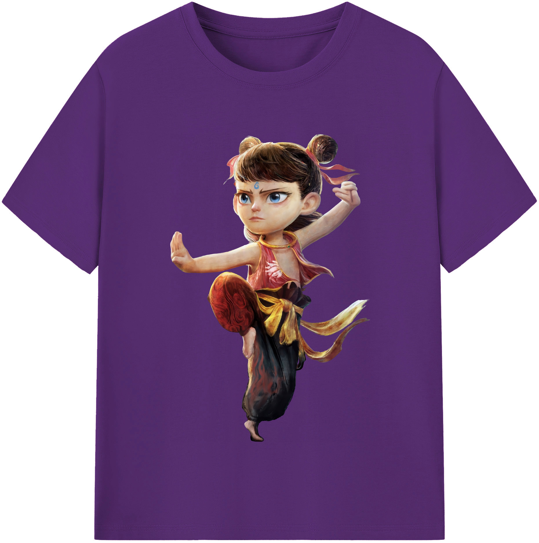 （画像用） Ne Zha 2 ナタ 魔童の大暴れ 綿100％半袖Tシャツ（フロントプリント）