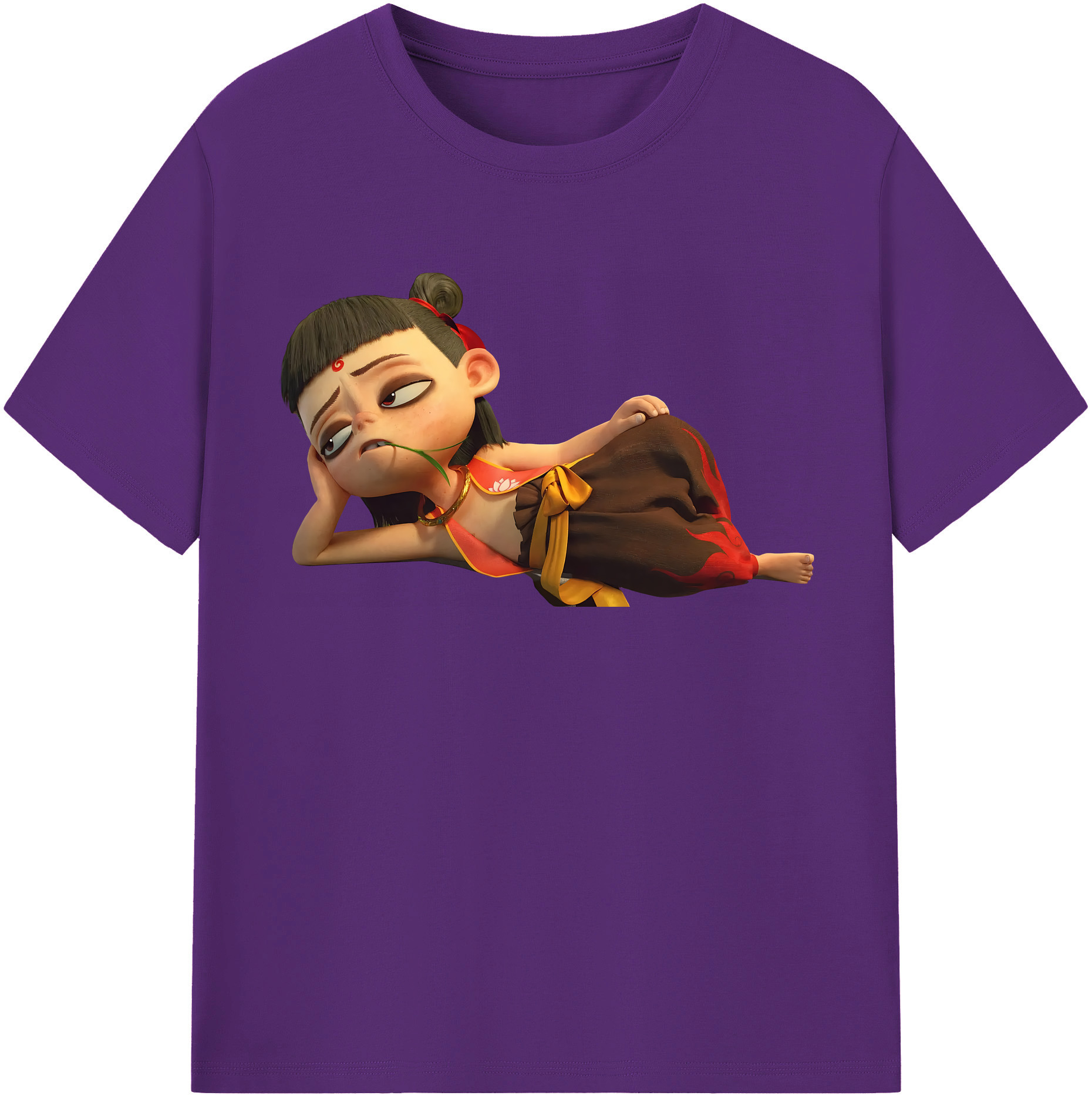 （画像用） Ne Zha 2 ナタ 魔童の大暴れ 綿100％半袖Tシャツ（フロントプリント）
