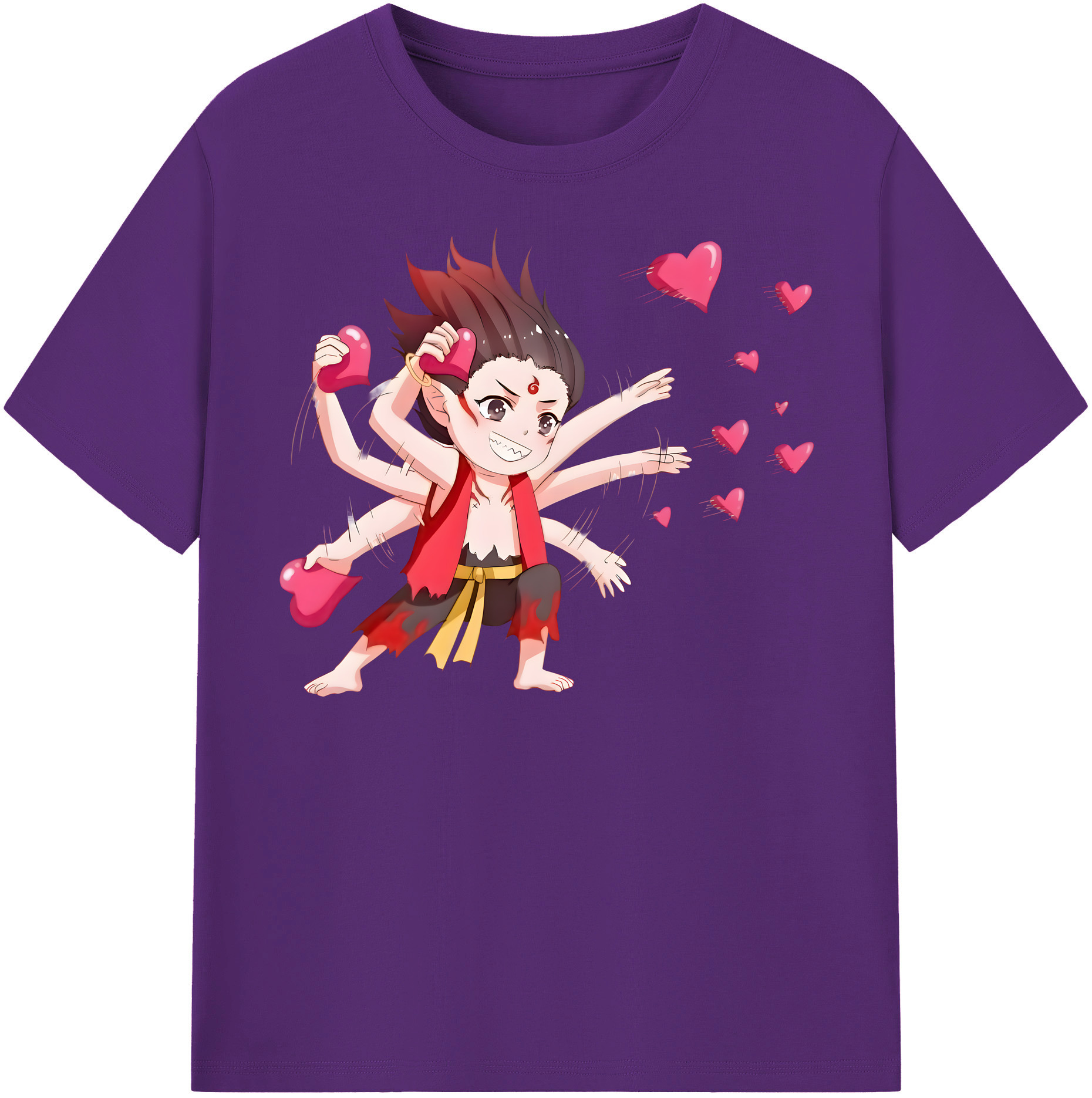 （画像用） Ne Zha 2 ナタ 魔童の大暴れ 綿100％半袖Tシャツ（フロントプリント）