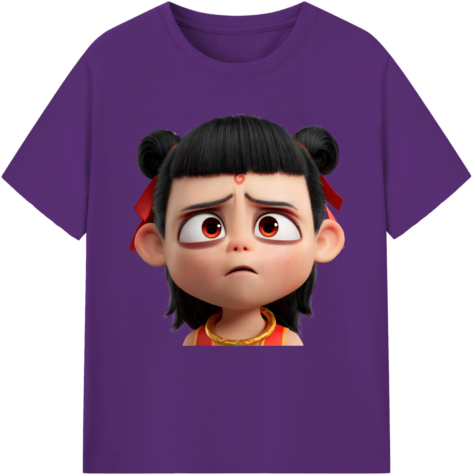 （画像用） Ne Zha 2 ナタ 魔童の大暴れ 綿100％半袖Tシャツ（フロントプリント）