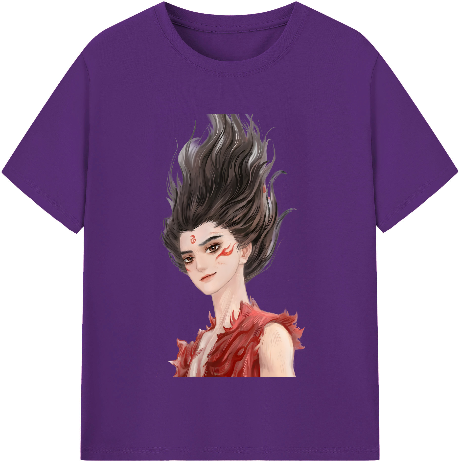 （画像用） Ne Zha 2 ナタ 魔童の大暴れ 綿100％半袖Tシャツ（フロントプリント）