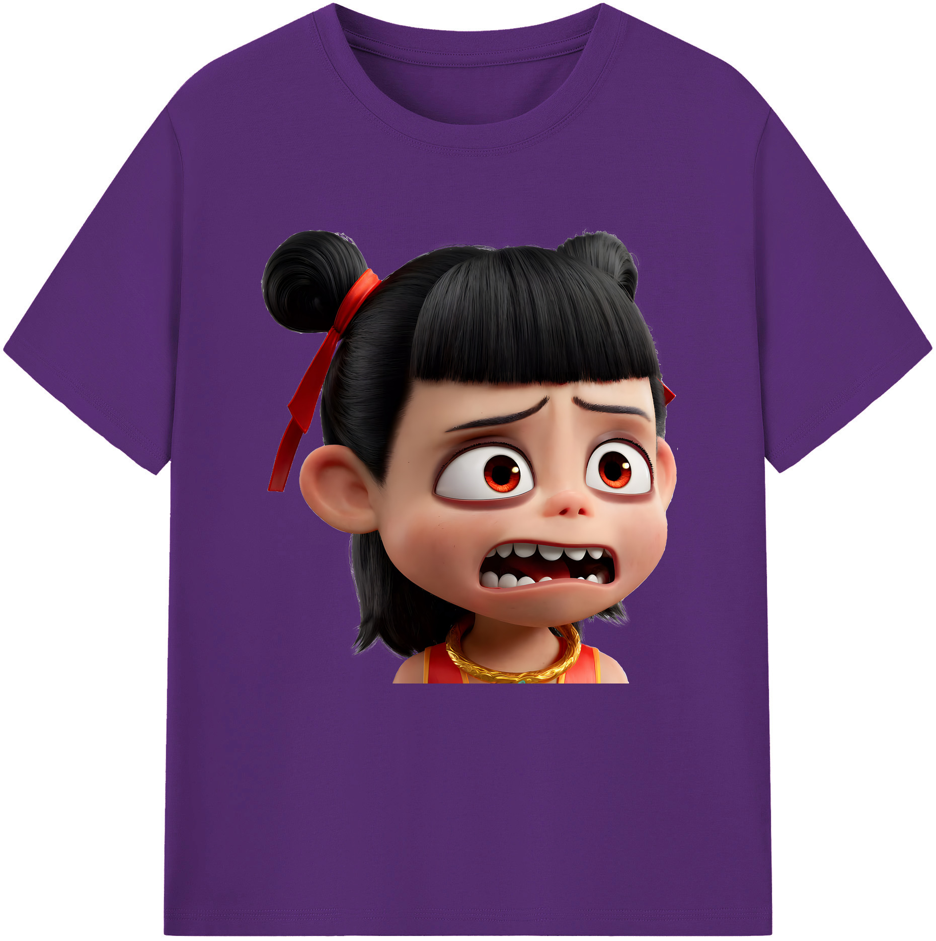 （画像用） Ne Zha 2 ナタ 魔童の大暴れ 綿100％半袖Tシャツ（フロントプリント）