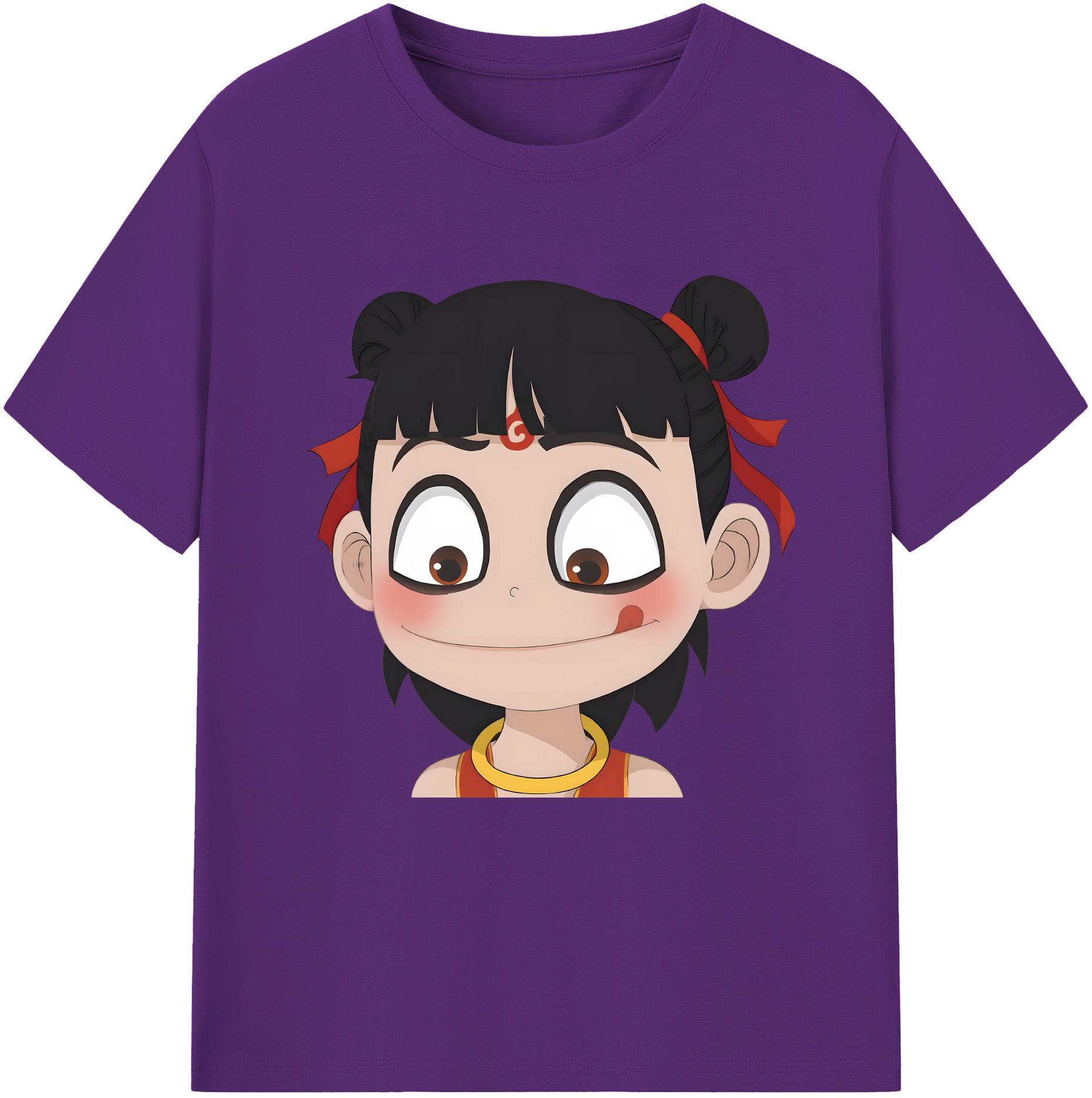 （画像用） Ne Zha 2 ナタ 魔童の大暴れ 綿100％半袖Tシャツ（フロントプリント）
