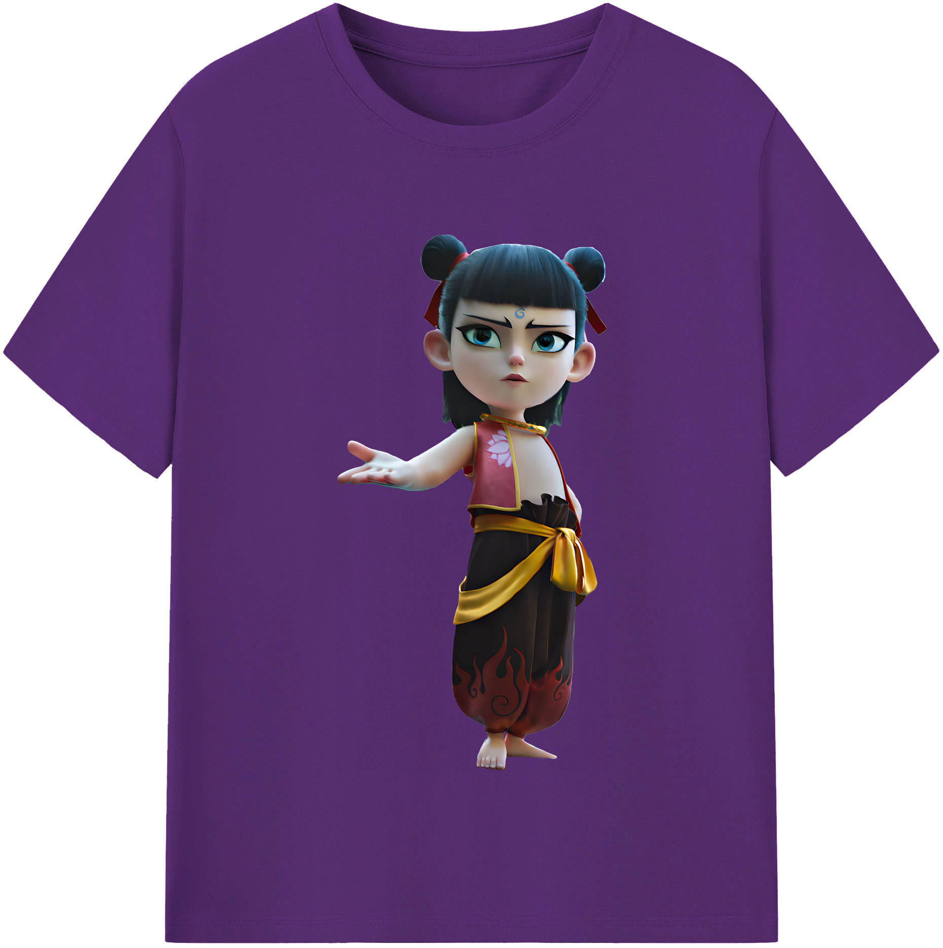 （画像用） Ne Zha 2 ナタ 魔童の大暴れ 綿100％半袖Tシャツ（フロントプリント）