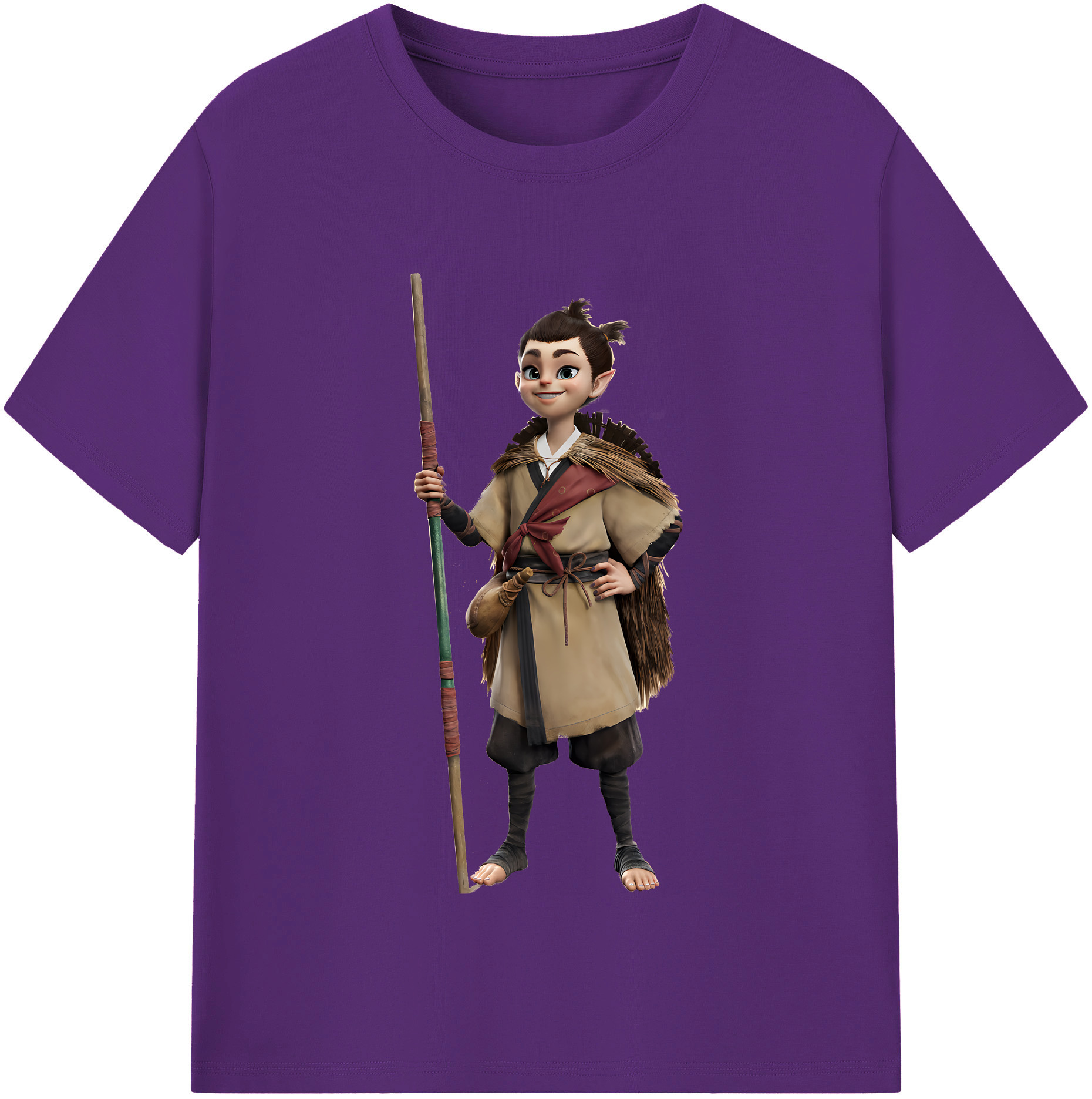 （画像用） Ne Zha 2 ナタ 魔童の大暴れ 綿100％半袖Tシャツ（フロントプリント）