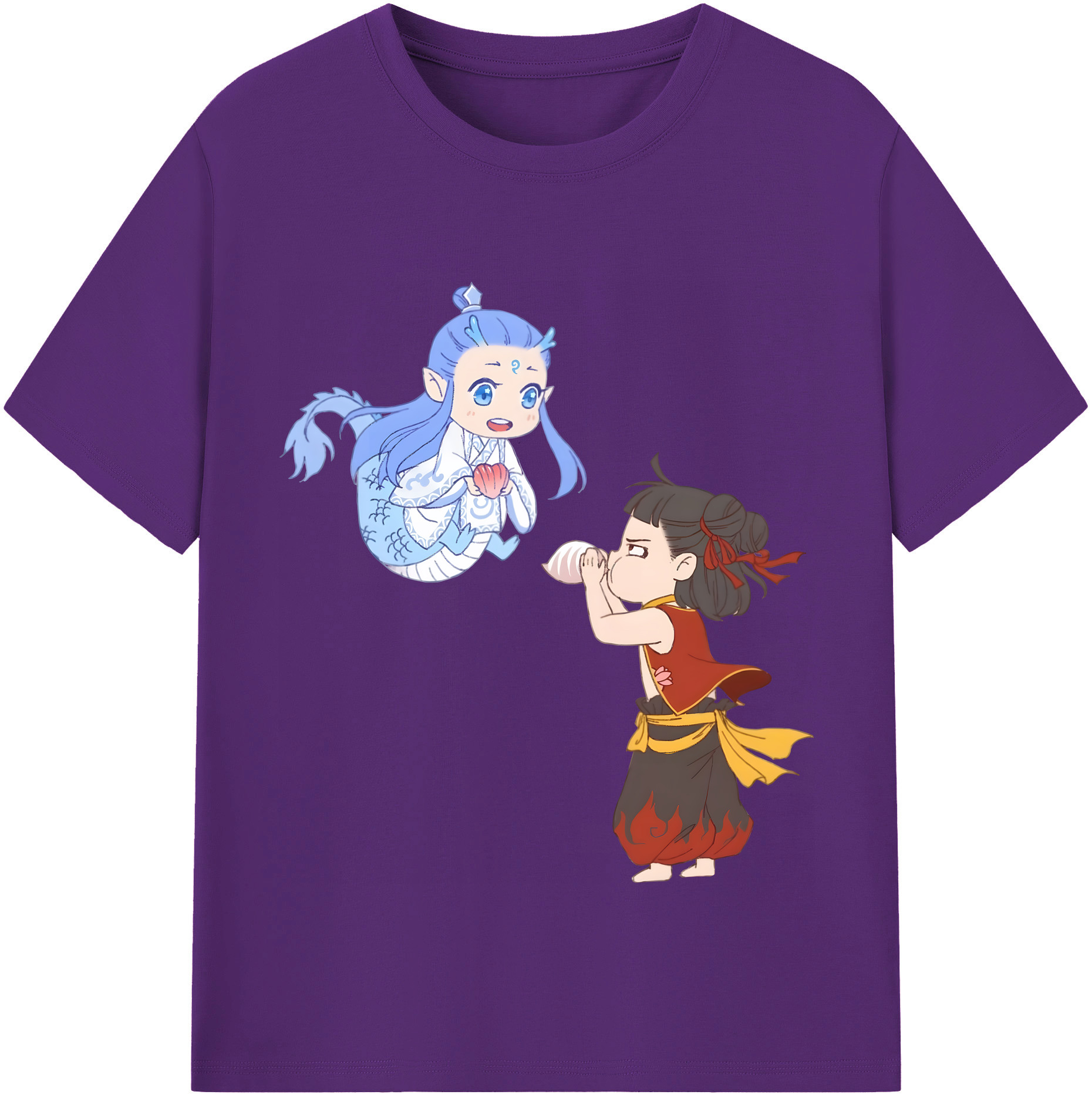 （画像用） Ne Zha 2 ナタ 魔童の大暴れ 綿100％半袖Tシャツ（フロントプリント）