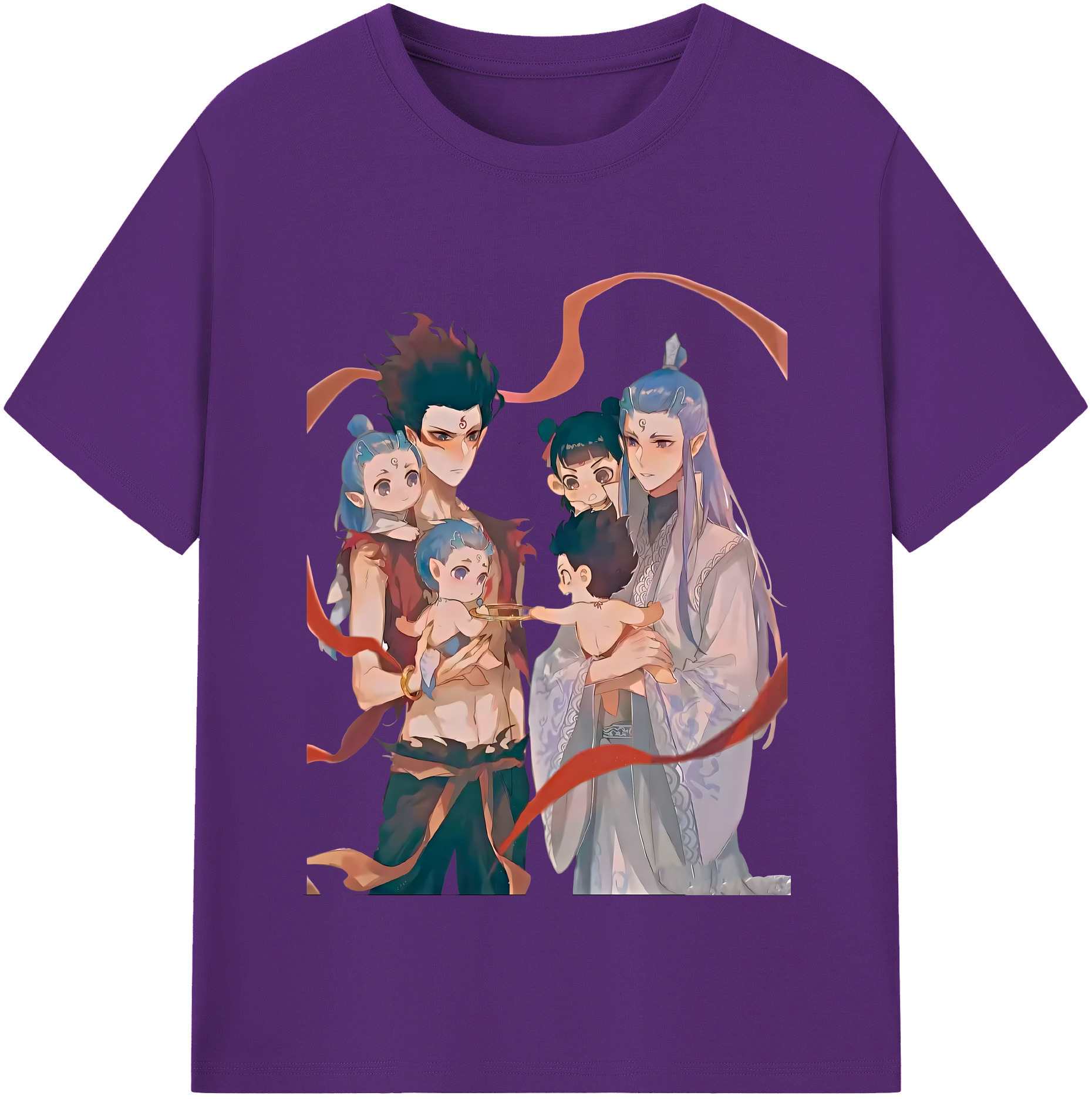（画像用） Ne Zha 2 ナタ 魔童の大暴れ 綿100％半袖Tシャツ（フロントプリント）