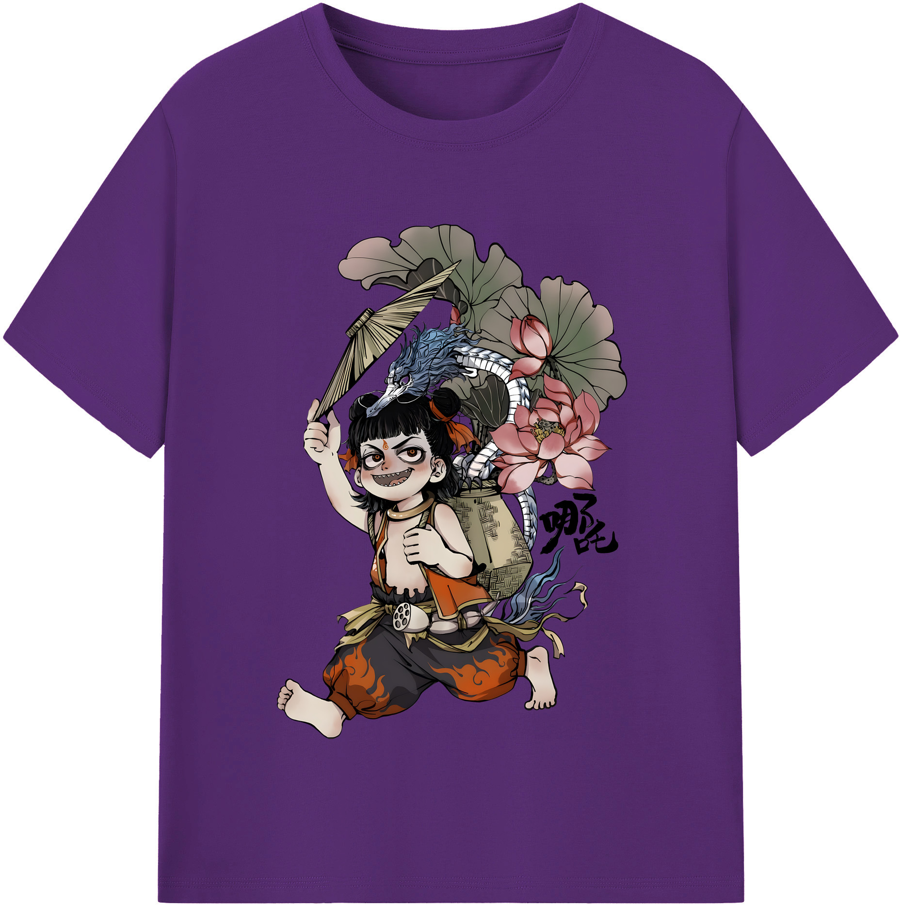 （画像用） Ne Zha 2 ナタ 魔童の大暴れ 綿100％半袖Tシャツ（フロントプリント）