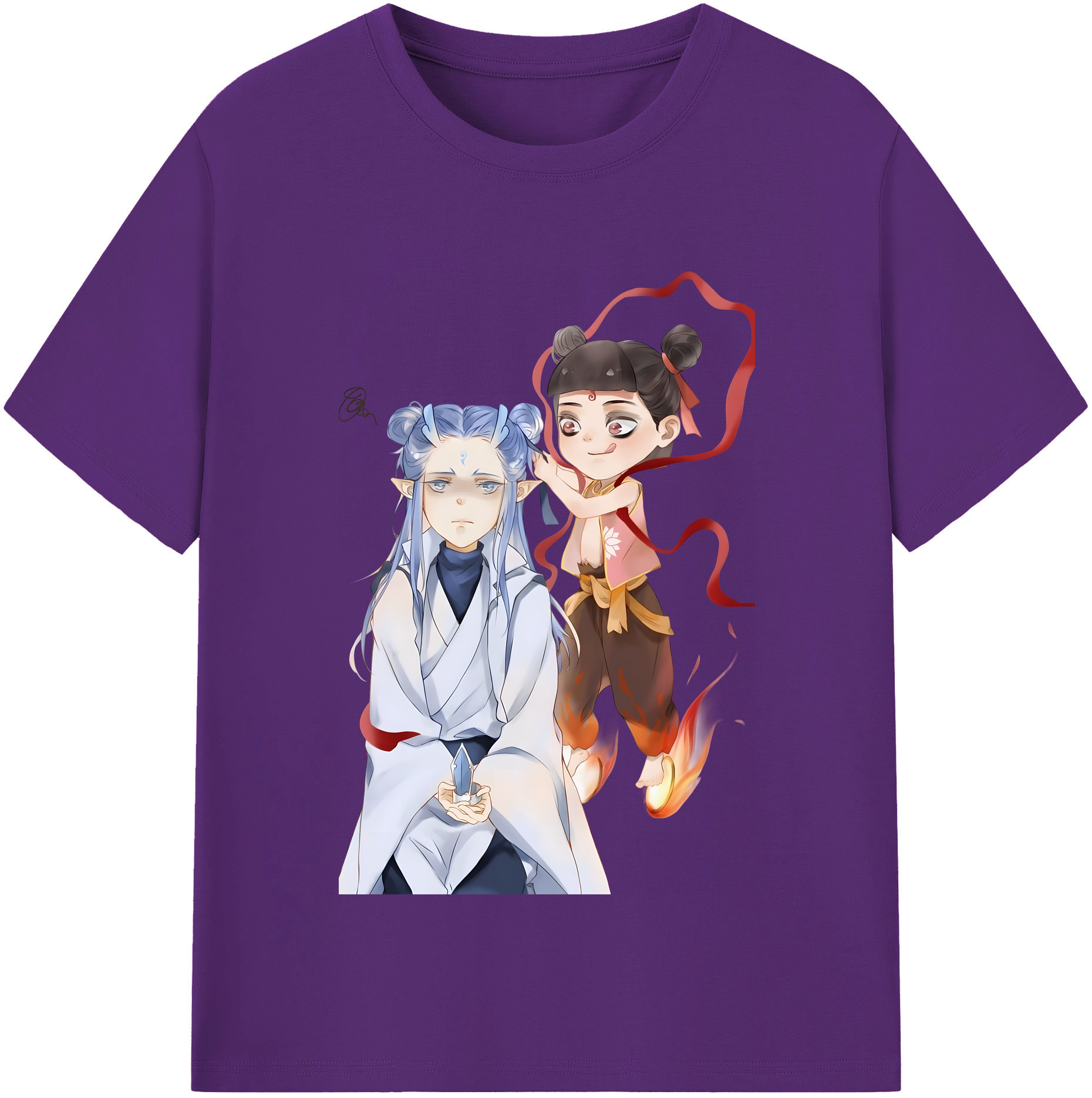 （画像用） Ne Zha 2 ナタ 魔童の大暴れ 綿100％半袖Tシャツ（フロントプリント）