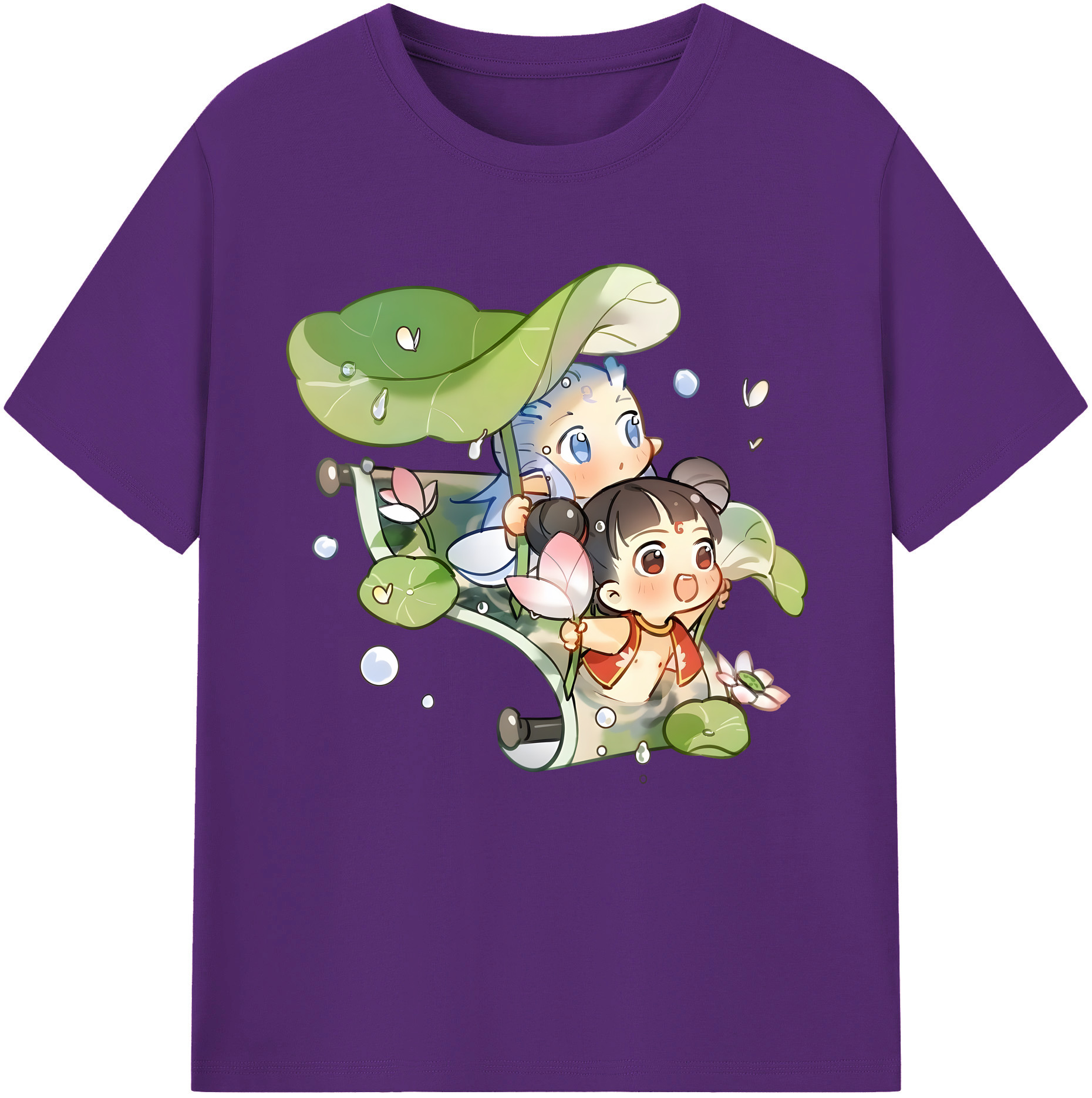 （画像用） Ne Zha 2 ナタ 魔童の大暴れ 綿100％半袖Tシャツ（フロントプリント）