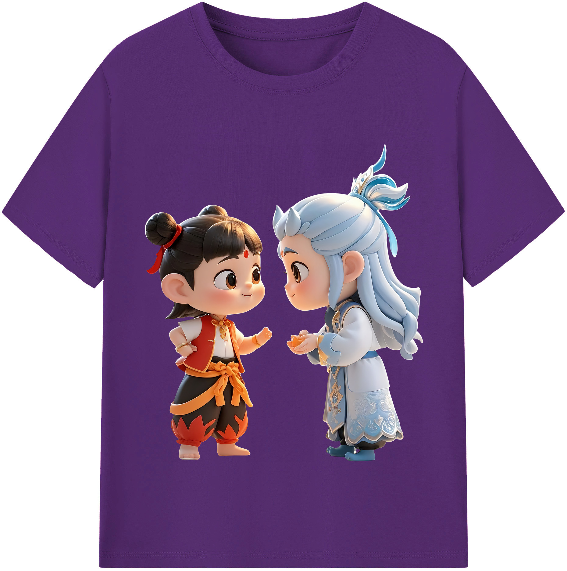 （画像用） Ne Zha 2 ナタ 魔童の大暴れ 綿100％半袖Tシャツ（フロントプリント）