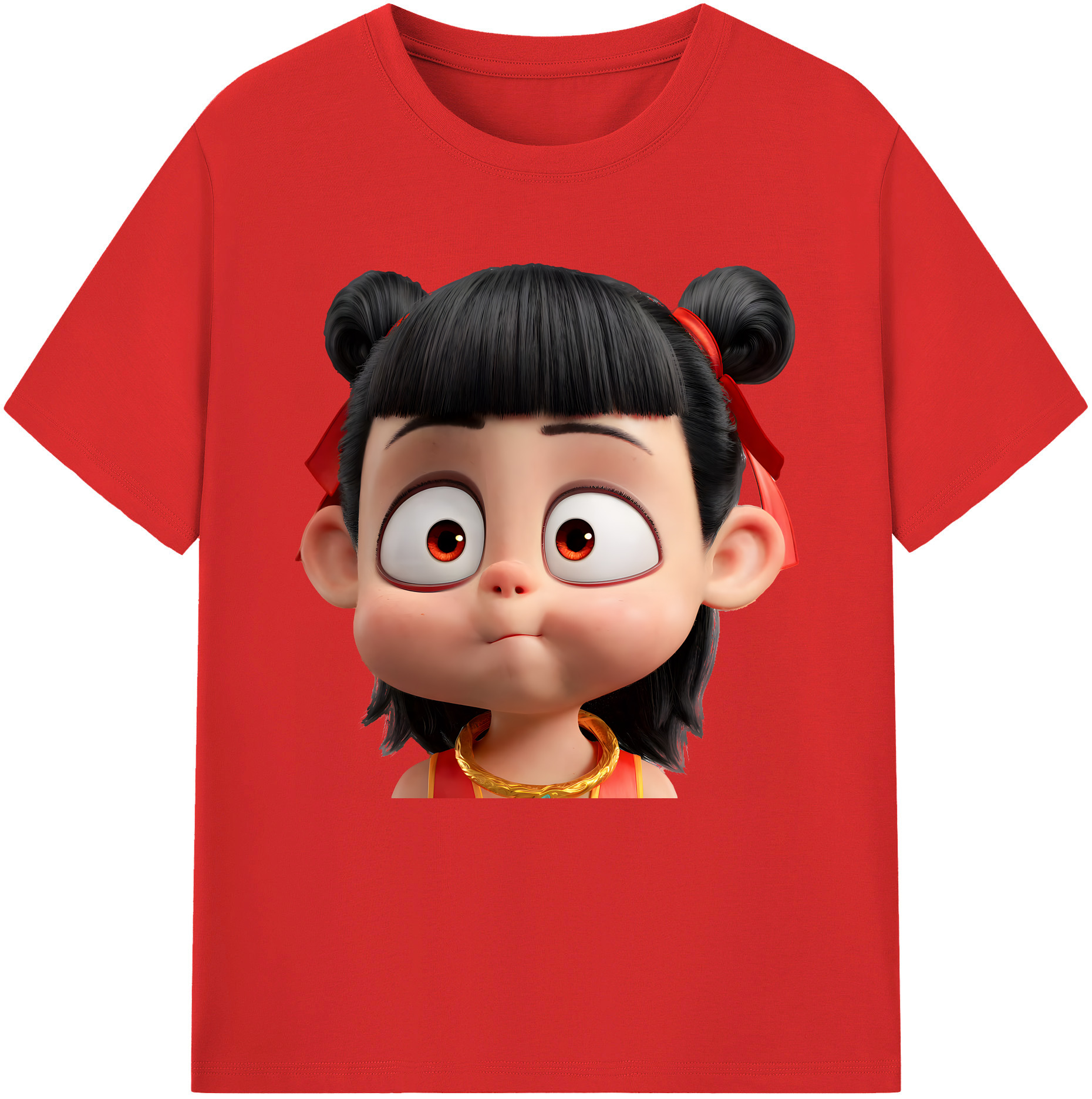 （画像用） Ne Zha 2 ナタ 魔童の大暴れ 綿100％半袖Tシャツ（フロントプリント）