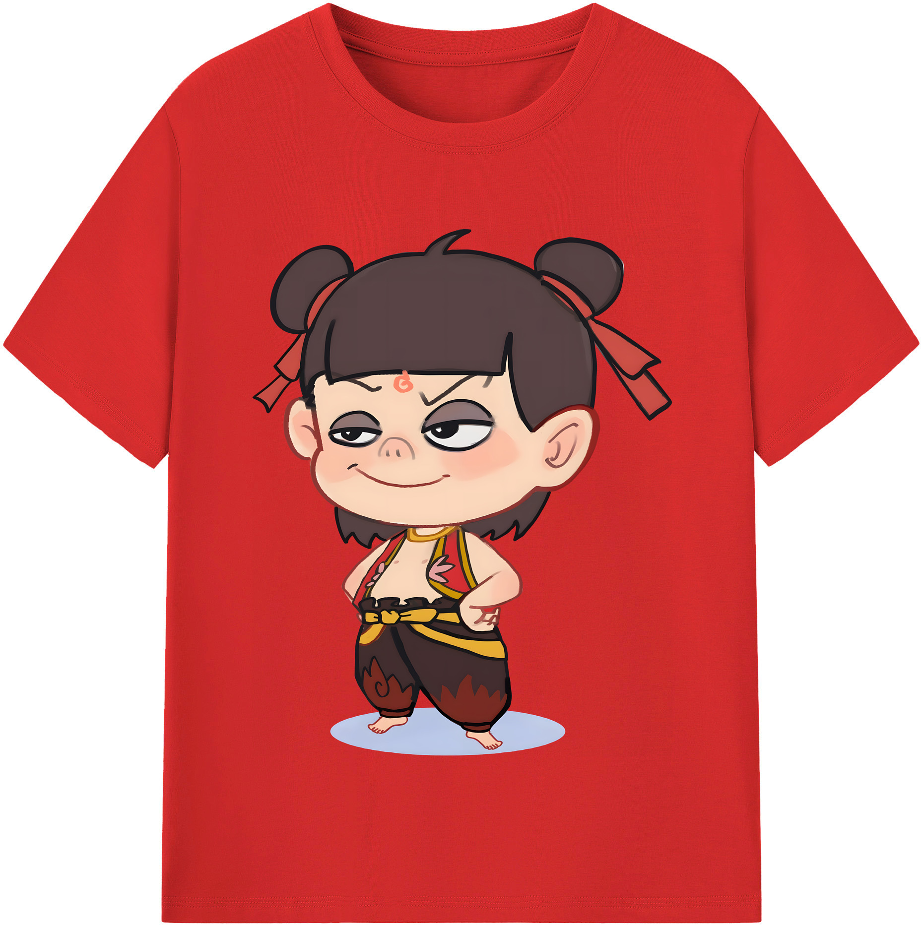 （画像用） Ne Zha 2 ナタ 魔童の大暴れ 綿100％半袖Tシャツ（フロントプリント）