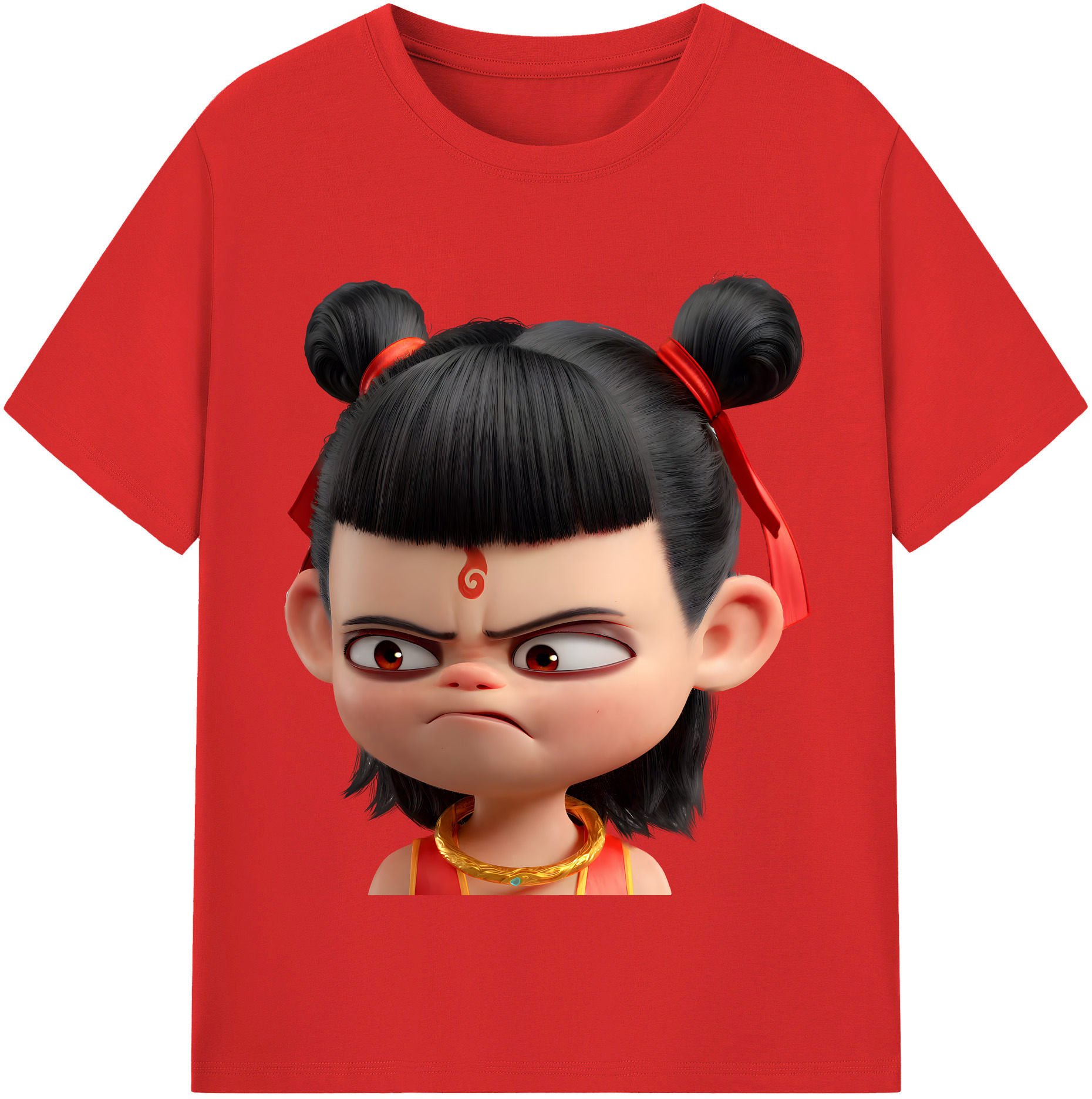 （画像用） Ne Zha 2 ナタ 魔童の大暴れ 綿100％半袖Tシャツ（フロントプリント）