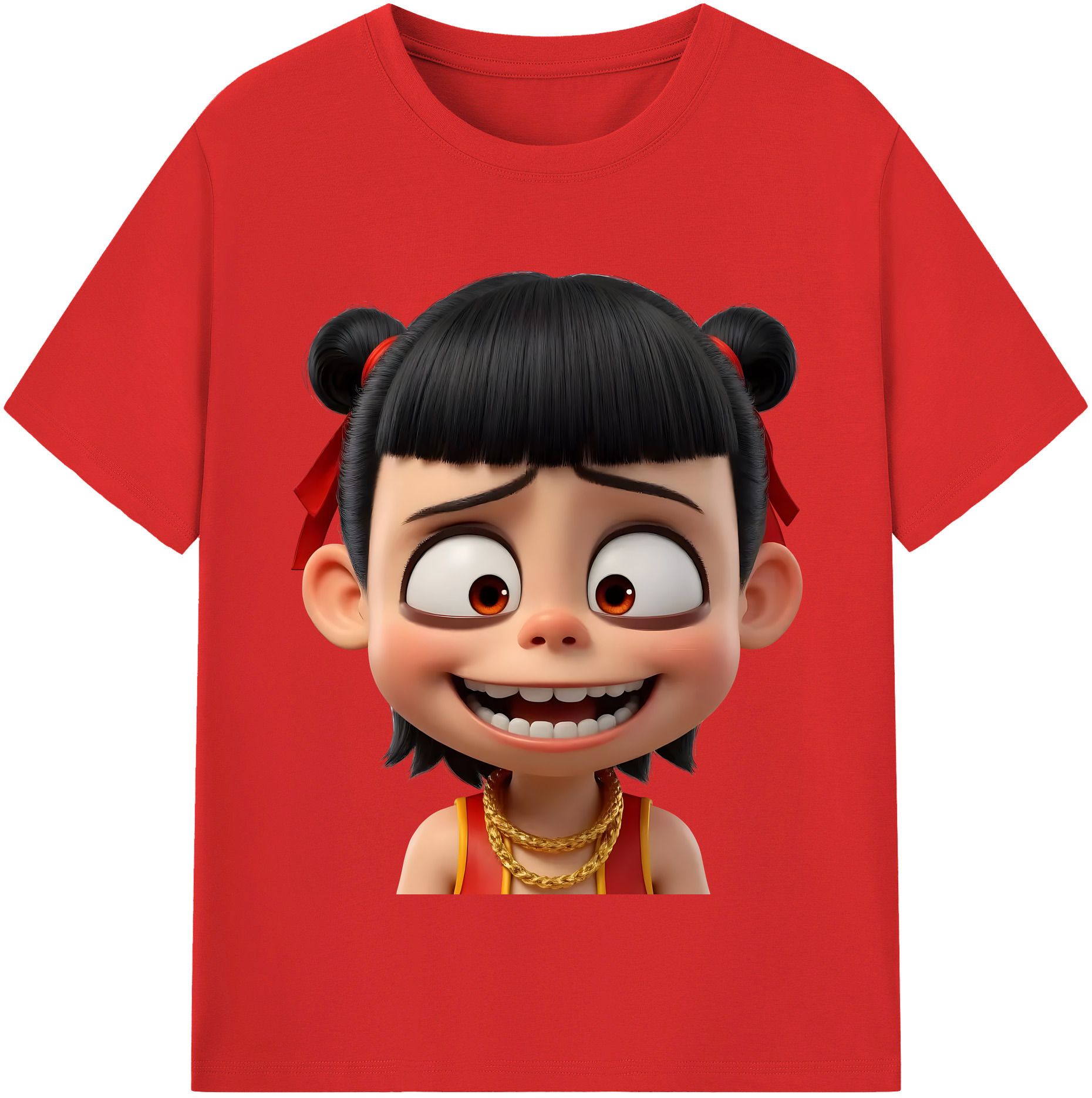 （画像用） Ne Zha 2 ナタ 魔童の大暴れ 綿100％半袖Tシャツ（フロントプリント）