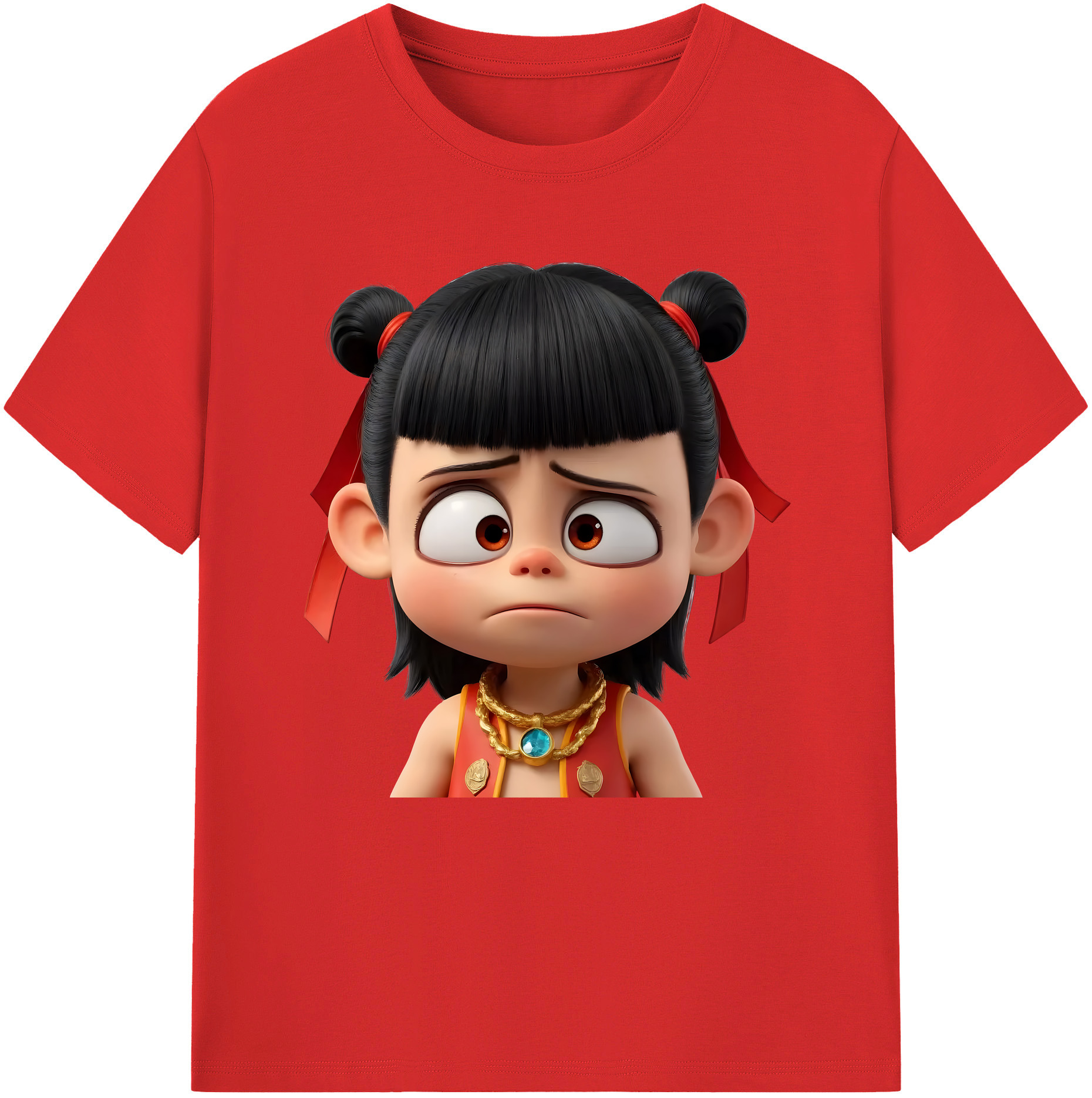 （画像用） Ne Zha 2 ナタ 魔童の大暴れ 綿100％半袖Tシャツ（フロントプリント）