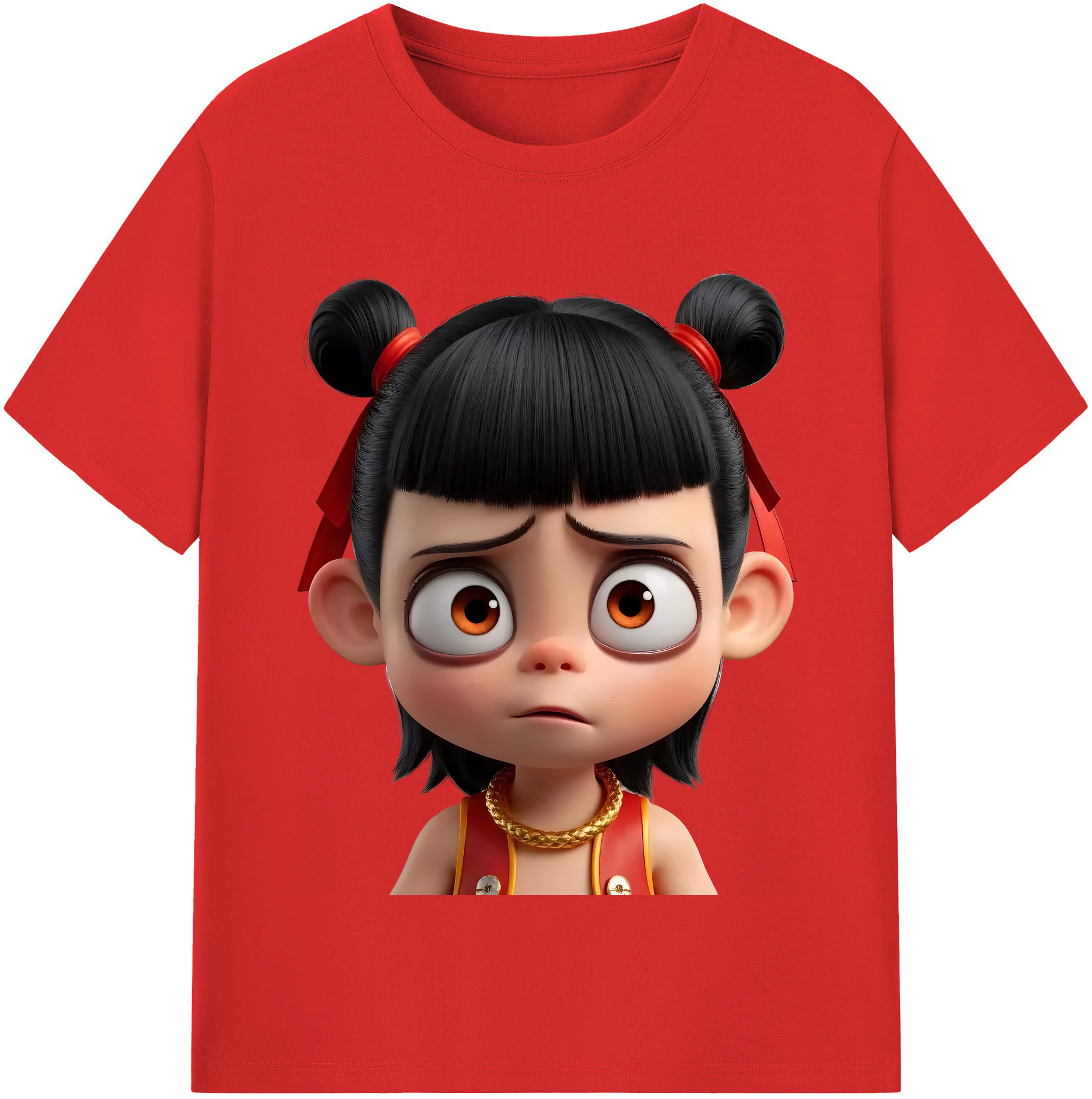 （画像用） Ne Zha 2 ナタ 魔童の大暴れ 綿100％半袖Tシャツ（フロントプリント）