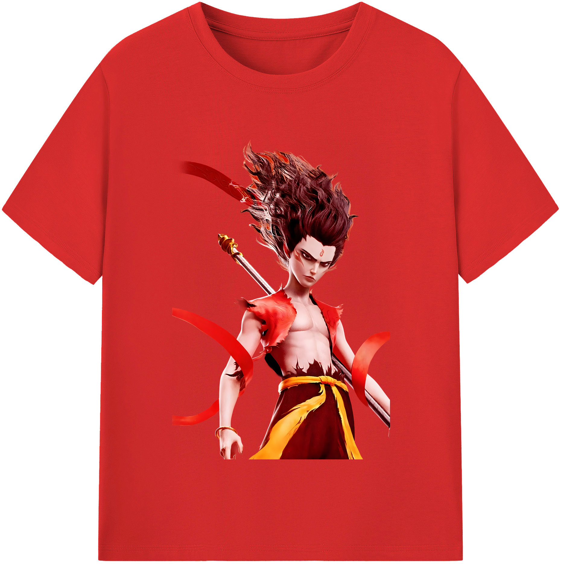 （画像用） Ne Zha 2 ナタ 魔童の大暴れ 綿100％半袖Tシャツ（フロントプリント）
