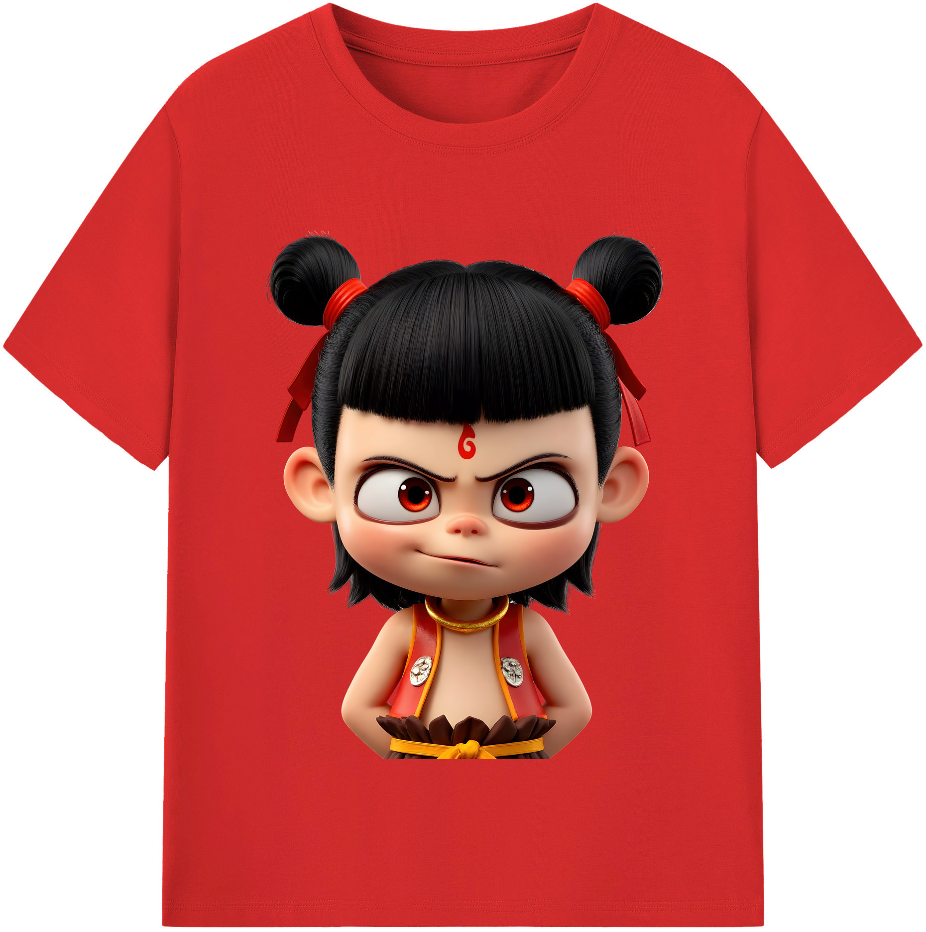 （画像用） Ne Zha 2 ナタ 魔童の大暴れ 綿100％半袖Tシャツ（フロントプリント）