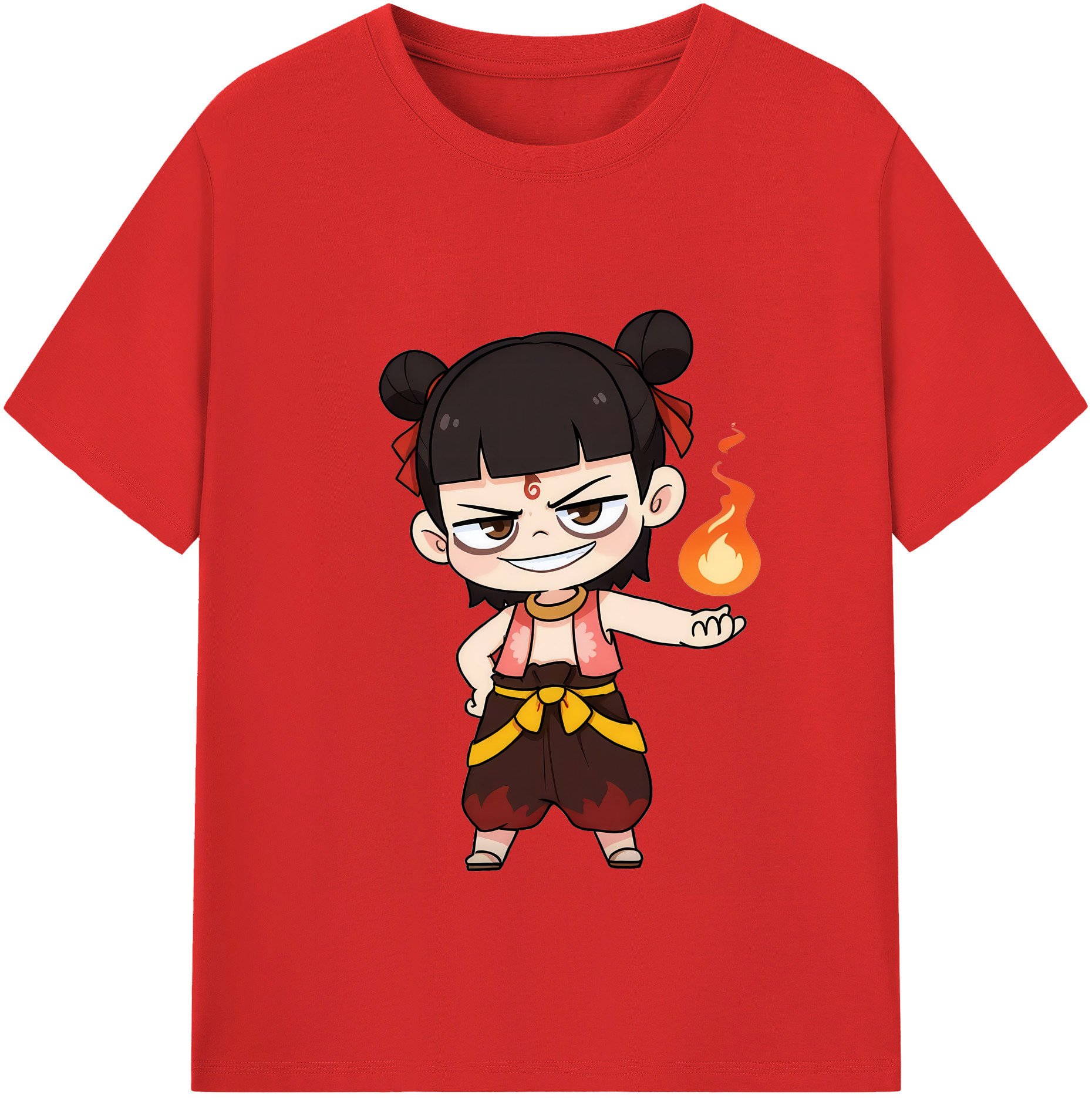 （画像用） Ne Zha 2 ナタ 魔童の大暴れ 綿100％半袖Tシャツ（フロントプリント）