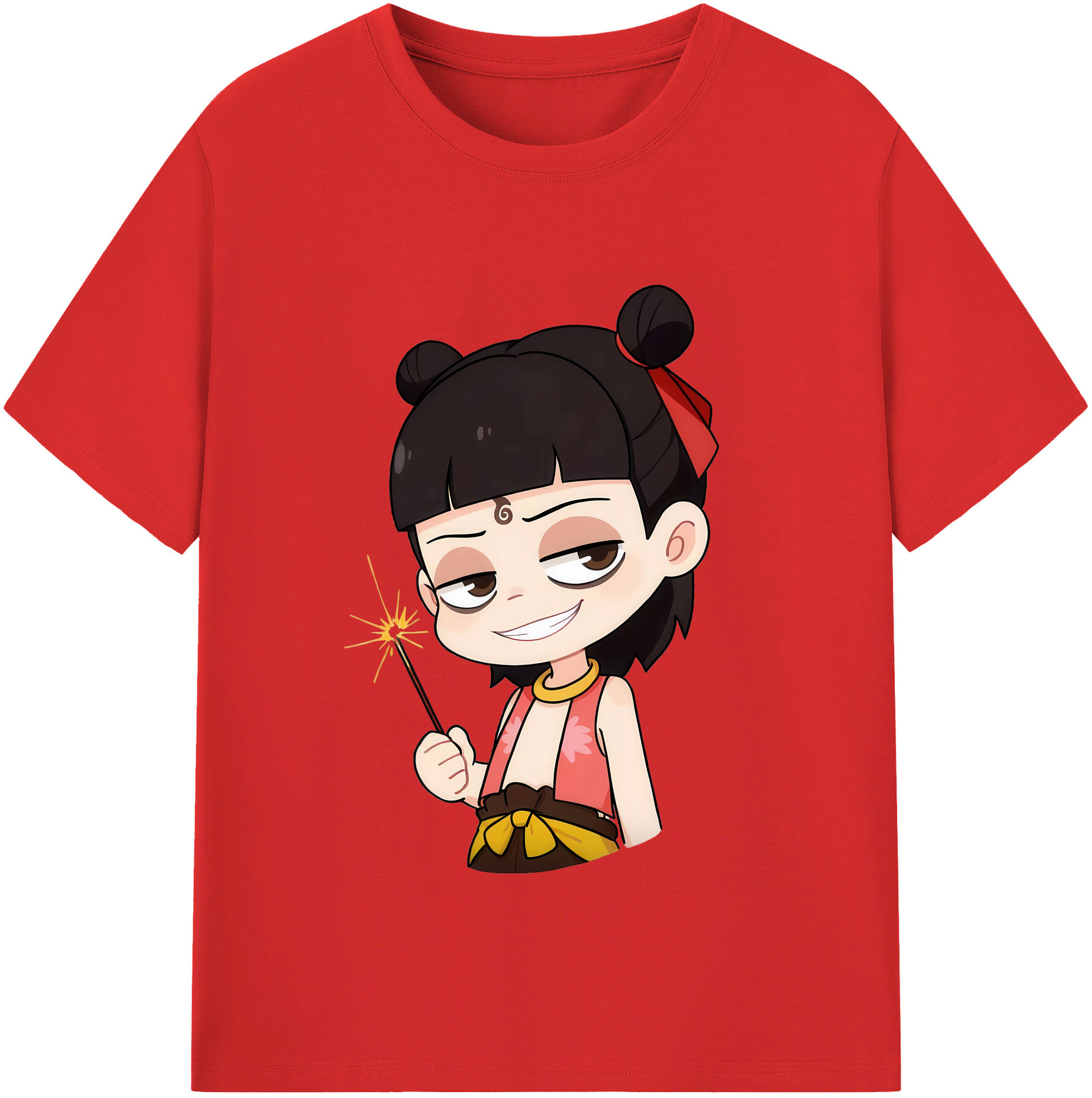 （画像用） Ne Zha 2 ナタ 魔童の大暴れ 綿100％半袖Tシャツ（フロントプリント）