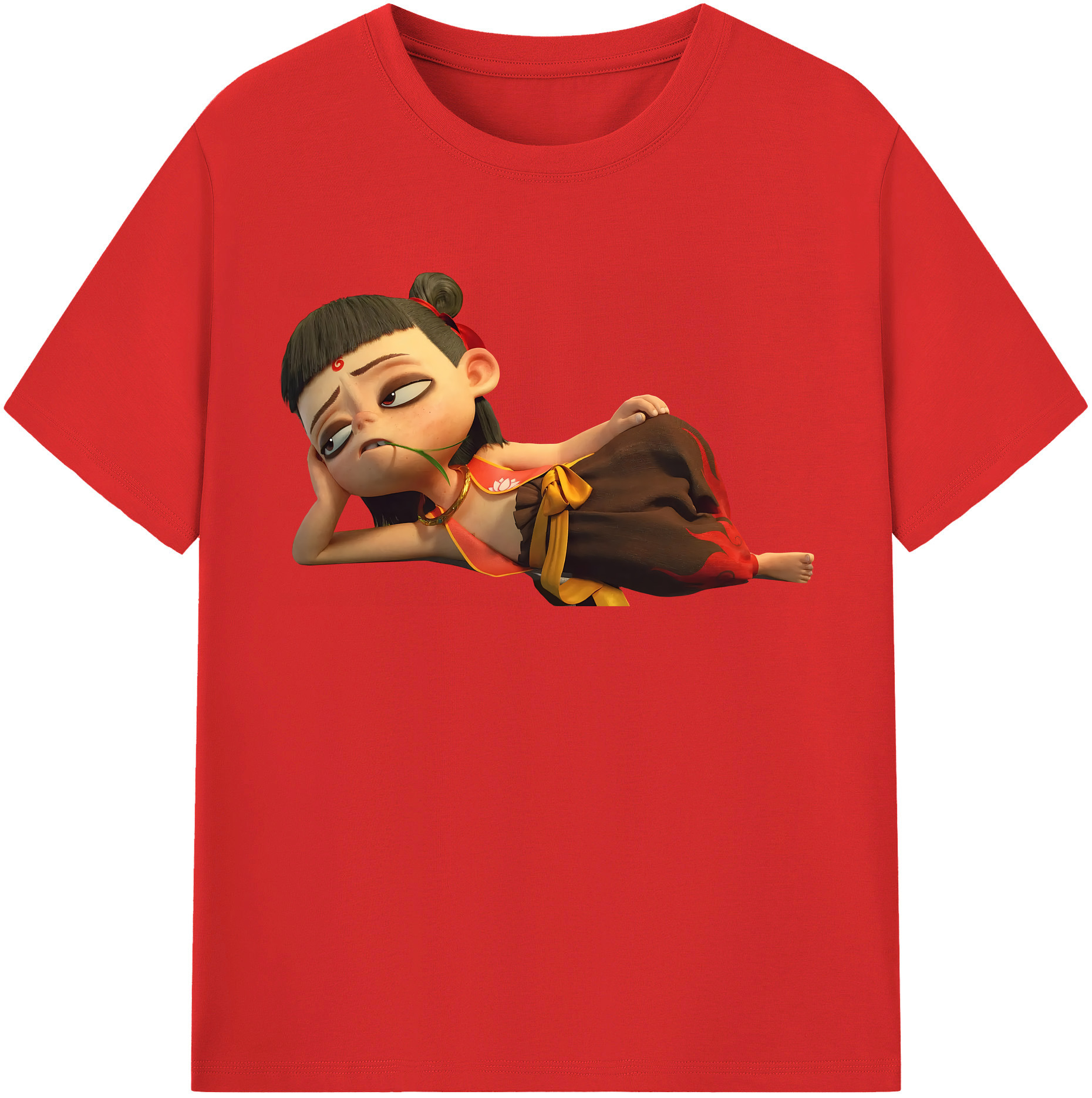 （画像用） Ne Zha 2 ナタ 魔童の大暴れ 綿100％半袖Tシャツ（フロントプリント）