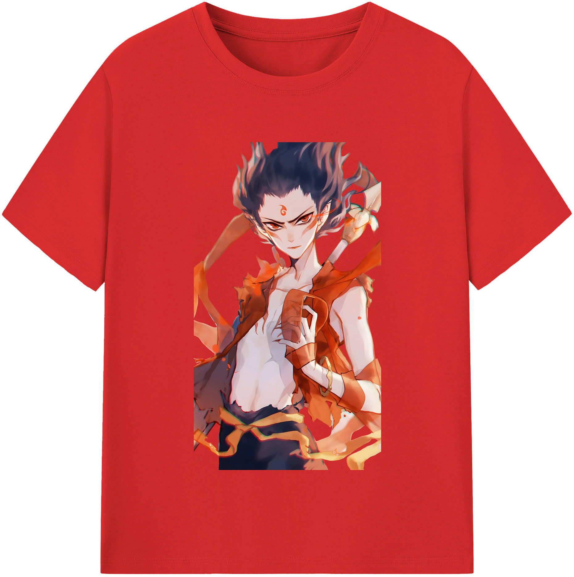 （画像用） Ne Zha 2 ナタ 魔童の大暴れ 綿100％半袖Tシャツ（フロントプリント）