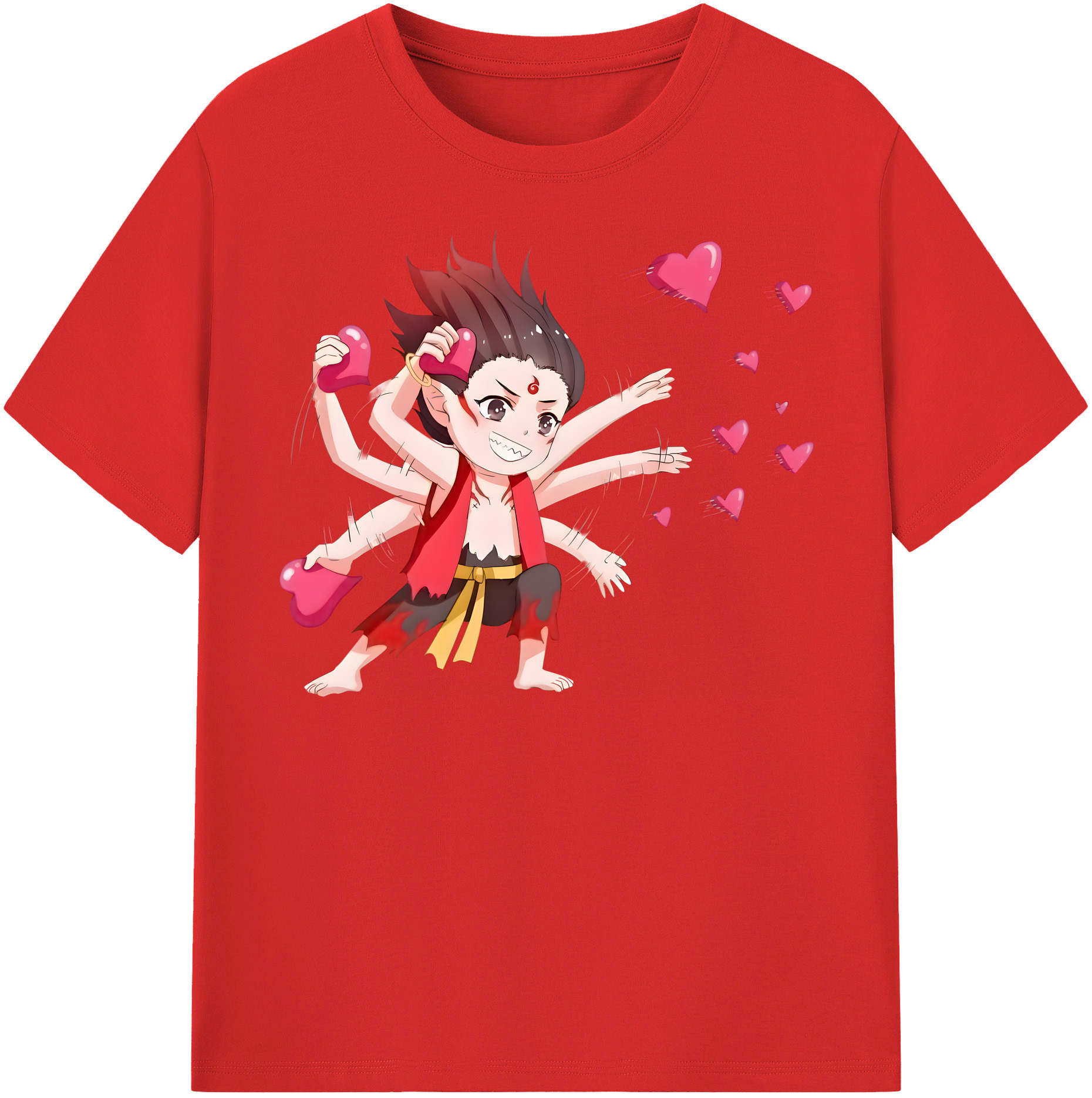 （画像用） Ne Zha 2 ナタ 魔童の大暴れ 綿100％半袖Tシャツ（フロントプリント）