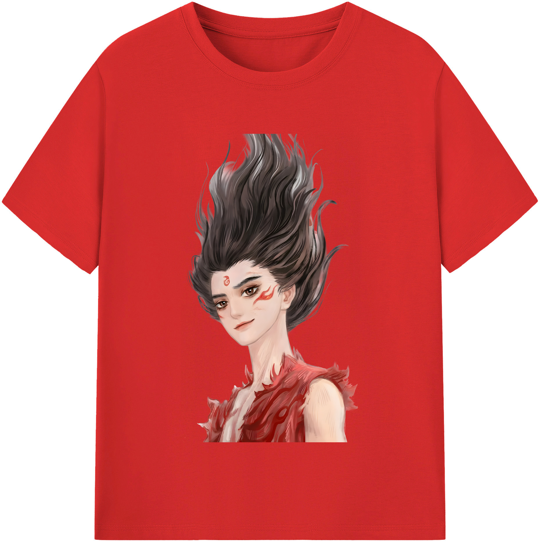 （画像用） Ne Zha 2 ナタ 魔童の大暴れ 綿100％半袖Tシャツ（フロントプリント）