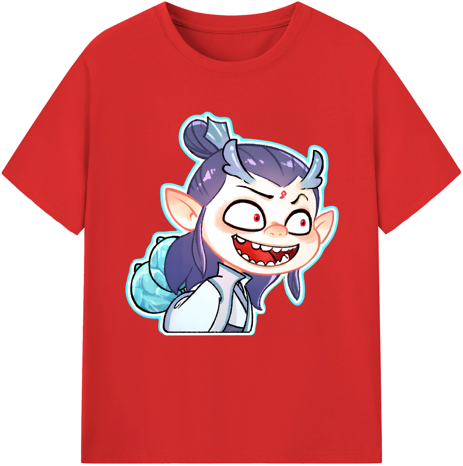 （画像用） Ne Zha 2 ナタ 魔童の大暴れ 綿100％半袖Tシャツ（フロントプリント）